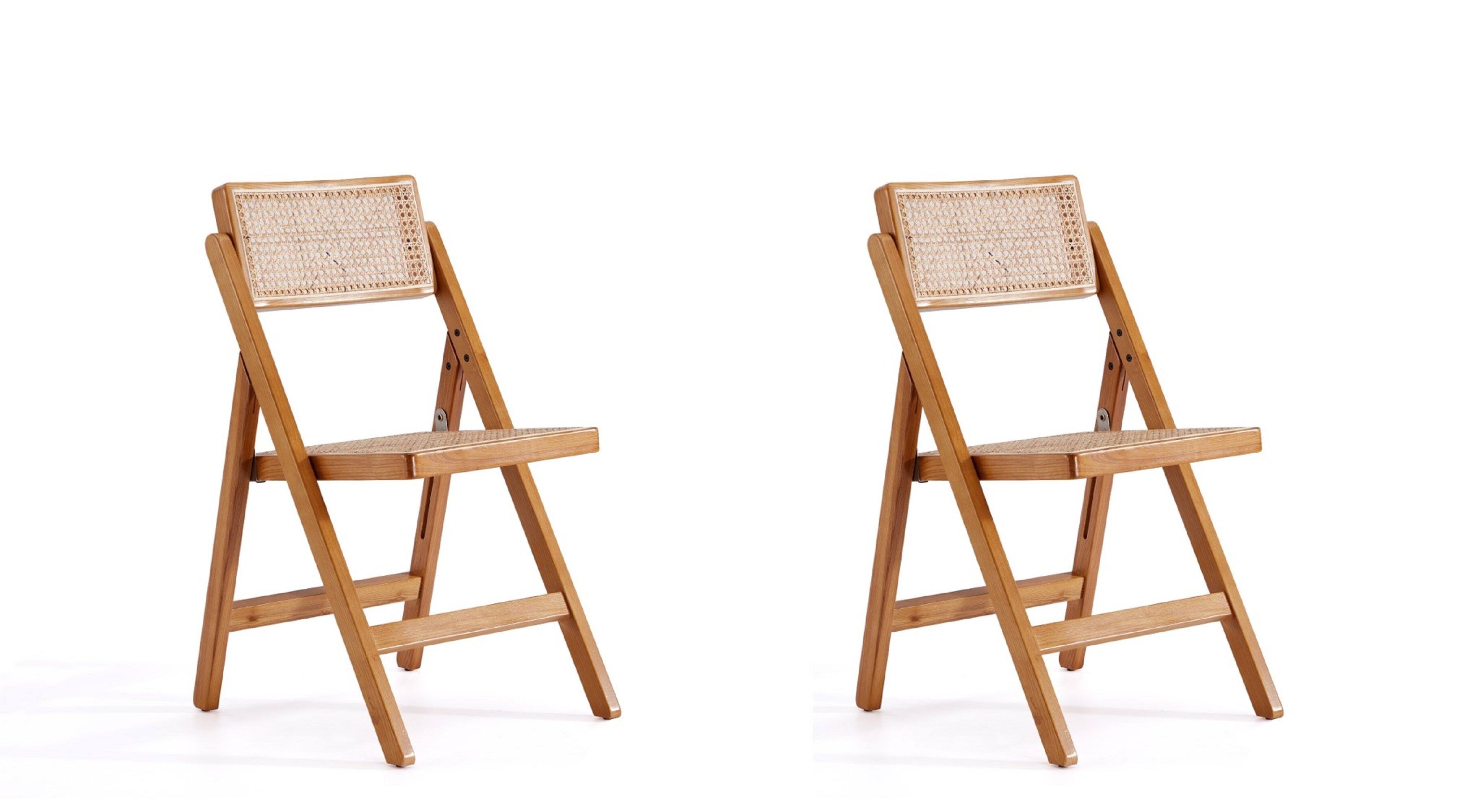 Front. Manhattan Comfort - Pullman Industry Chic Wood Folding Chair - Set of 2 - Natural.