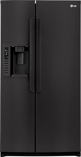 Front Standard. LG - 26.6 Cu. Ft. Side-by-Side Refrigerator with Thru-the-Door Ice and Water - Black.
