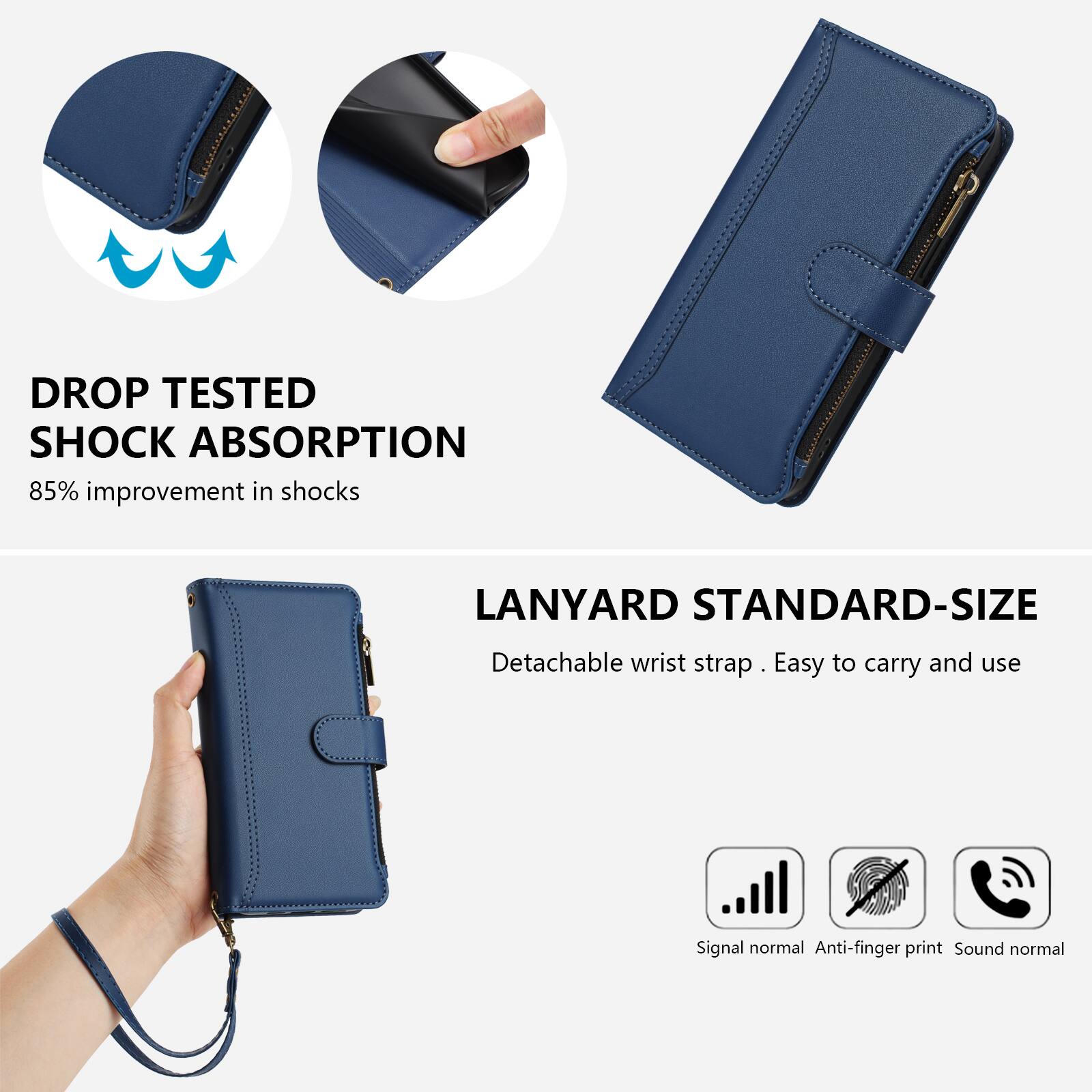 - DROP TESTED SHOCK ABSORPTION
  - 85% improvement in shocks

- LANYARD STANDARD-SIZE
  - Detachable wrist strap
  - Easy to carry and use

- Signal normal
- Anti-finger print
- Sound normal