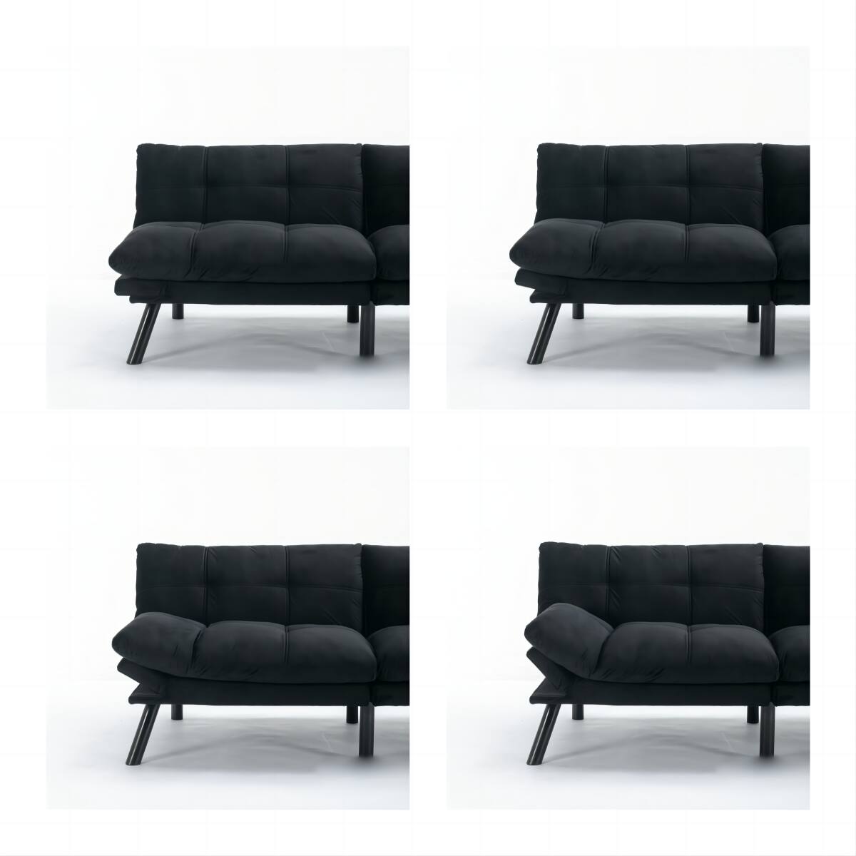 Back. Tiramisubest - Convertible Foldable Modern Sofa Bed,Futon Lazy Sofa Bed,Comfy Small Couch for Living Room and Bedroom,Black - Black.