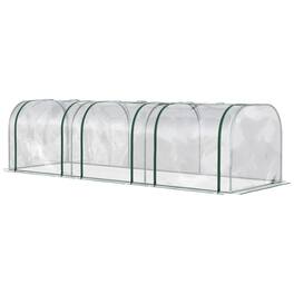 Outsunny - L x 3' W x 2.5' H Portable Tunneled Greenhouse with 3 Zippered Doors - Clear