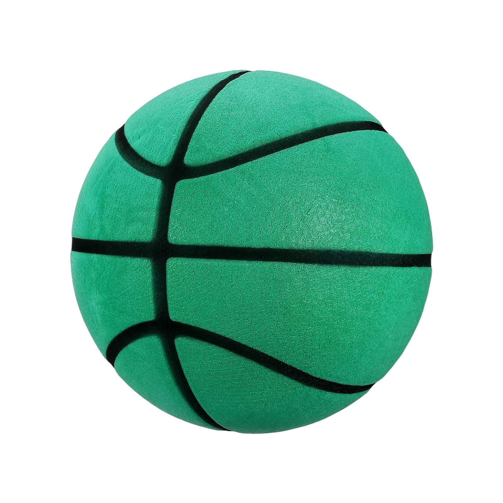 Front. Unique Bargains - Silent Basketball Size 3 (7.1") Quiet Basketball High Density Foam No Noise 3D Groove Bouncing Ball with Net Bag - Green.