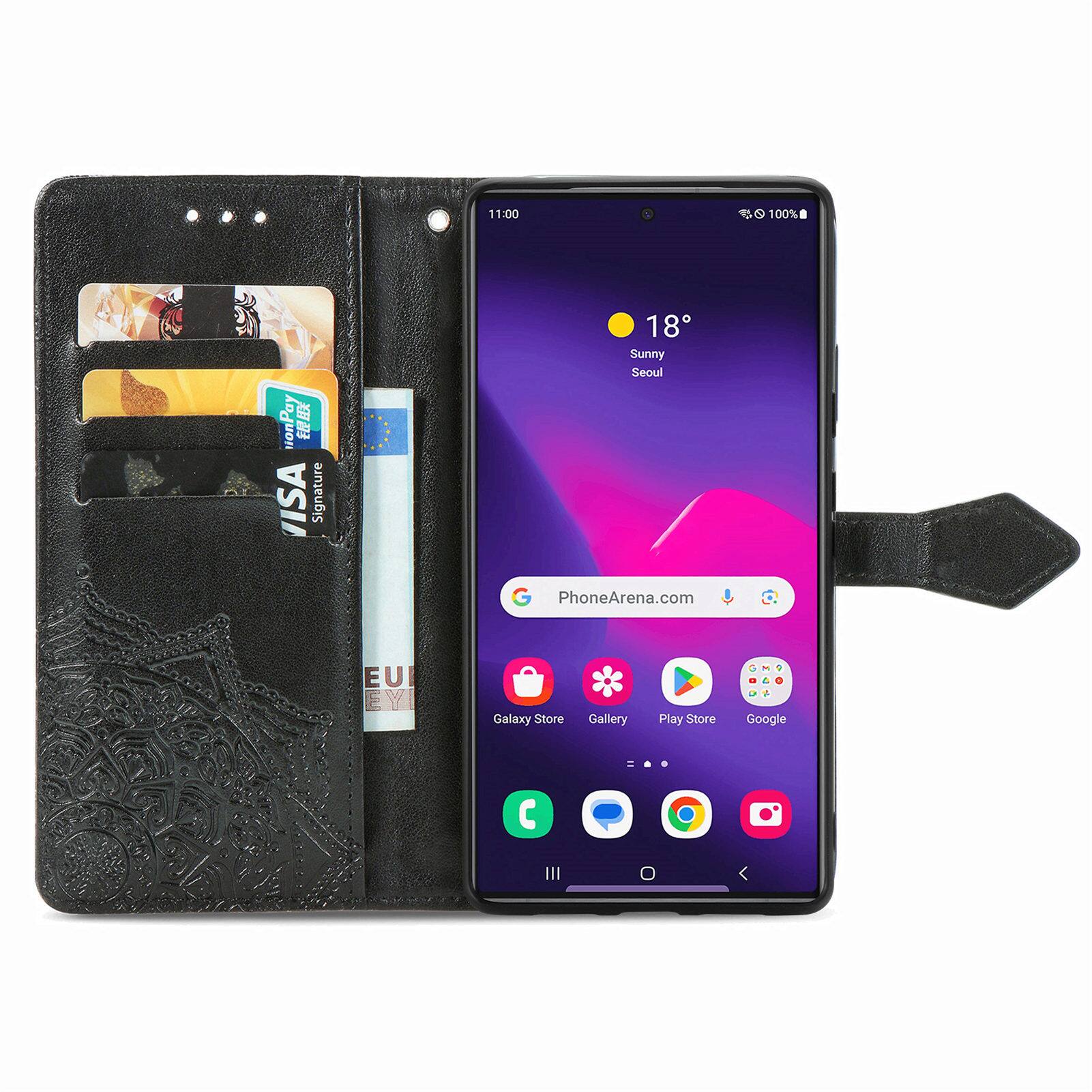 11:00 100%  
uonPay  
VISA Signature  
18° Sunny Seoul  
PhoneArena.com  
EU  
Galaxy Store  
Gallery  
Play Store  
Google