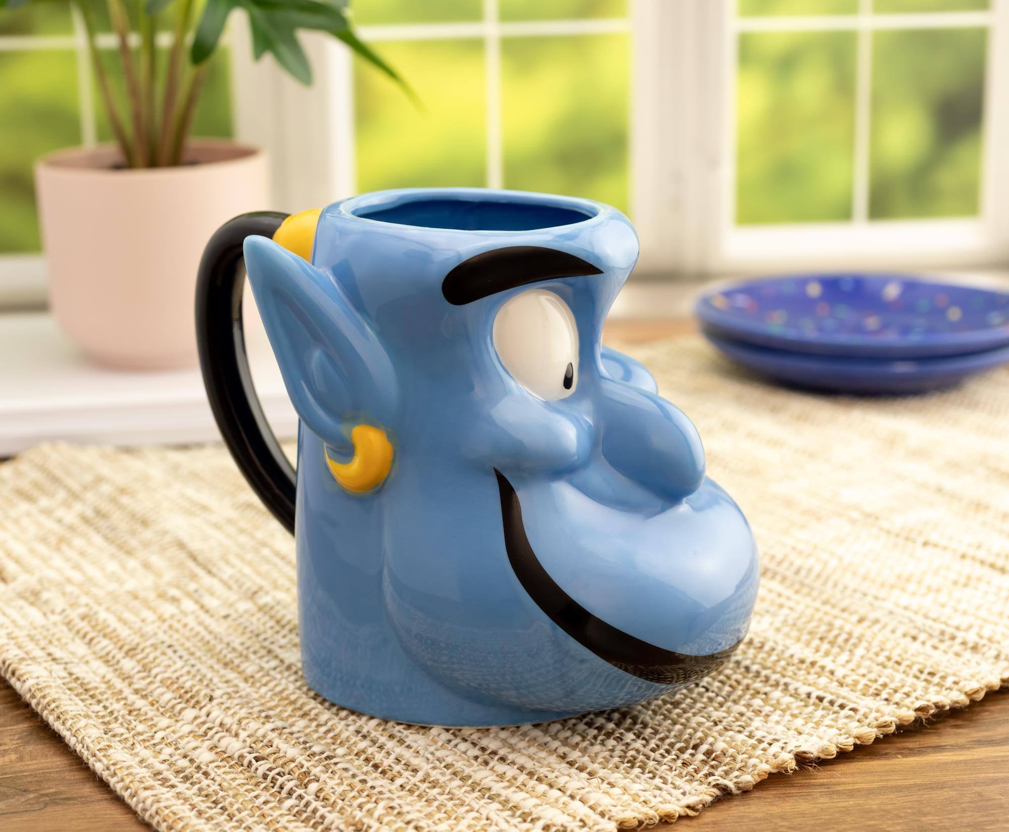 Alt View 4. Disney - Disney Aladdin Genie 3D Sculpted Ceramic Mug | Holds 22 Ounces - Blue.