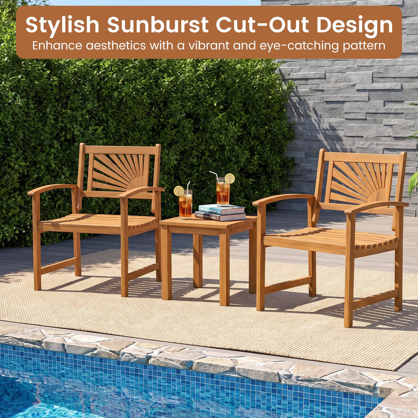 Stylish Sunburst Cut-Out Design  
Enhance aesthetics with a vibrant and eye-catching pattern