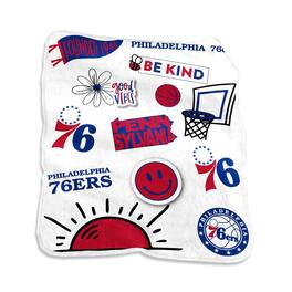 Logo Brands - Philadelphia 76ers 50" x 60" Raschel Native Throw - White