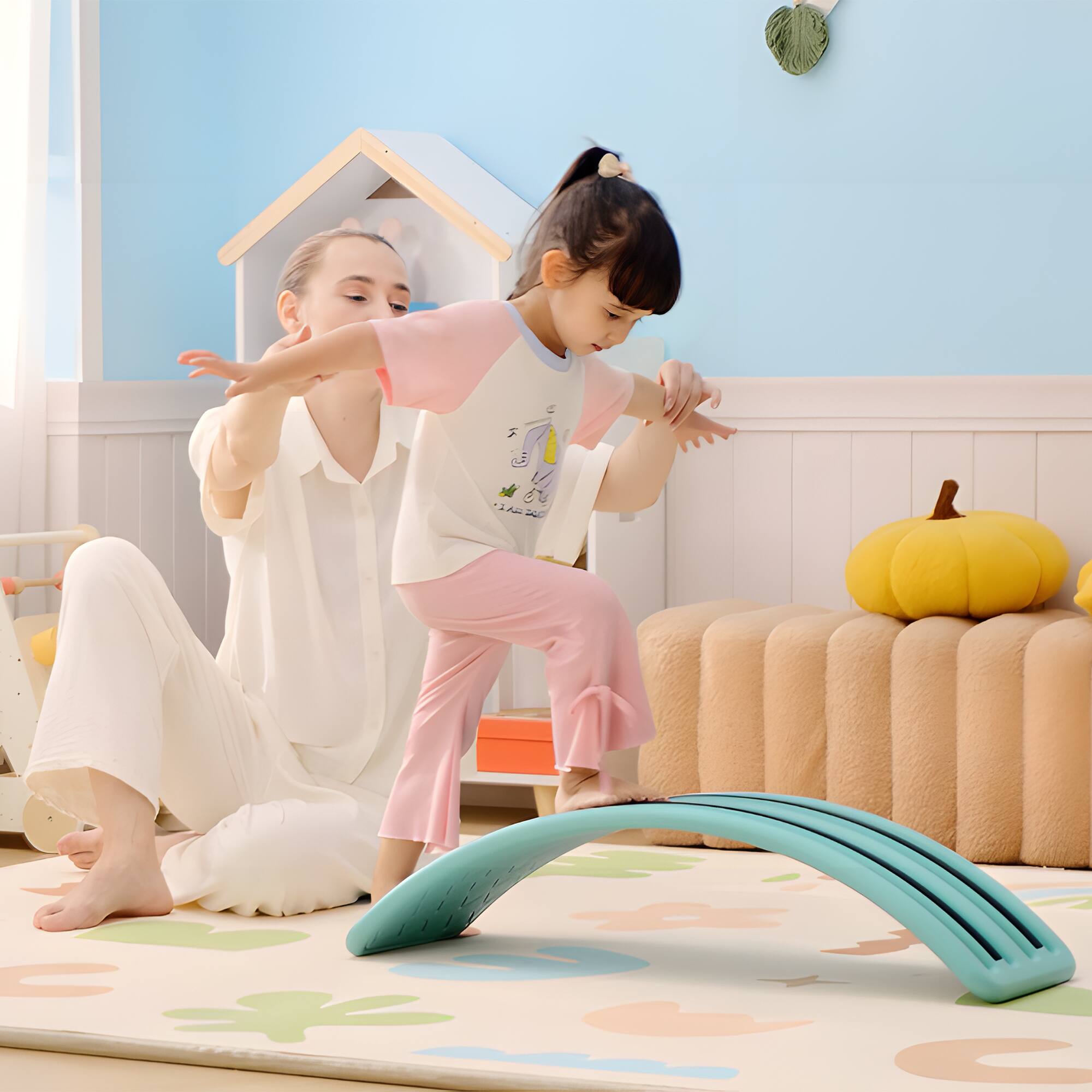 Alt View 5. Qaba - Kids 32" Balance Board, Wobble Board for Kids / Toddlers, Curvy Rocker Board, Preschool Learning Toy, Ages 3-6 Years.