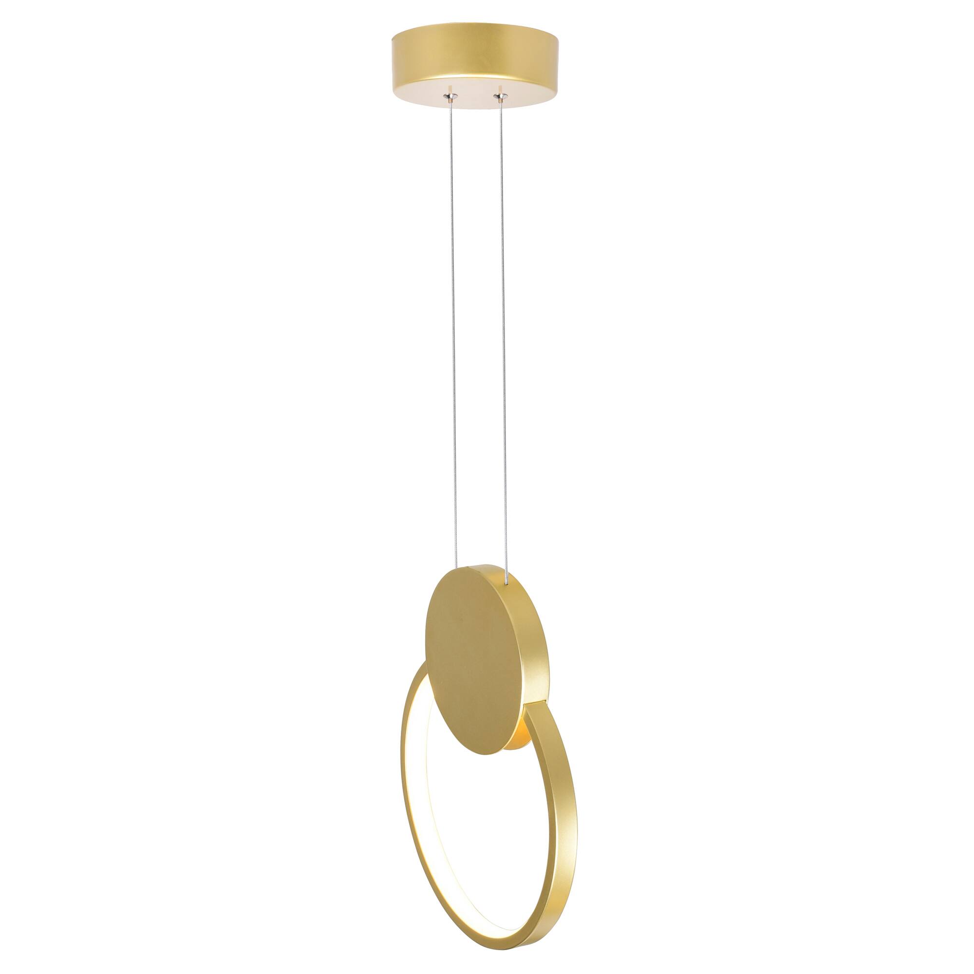 Angle. CWI Lighting - Pulley 10 in LED Satin Gold Mini Pendant - Satin Gold.