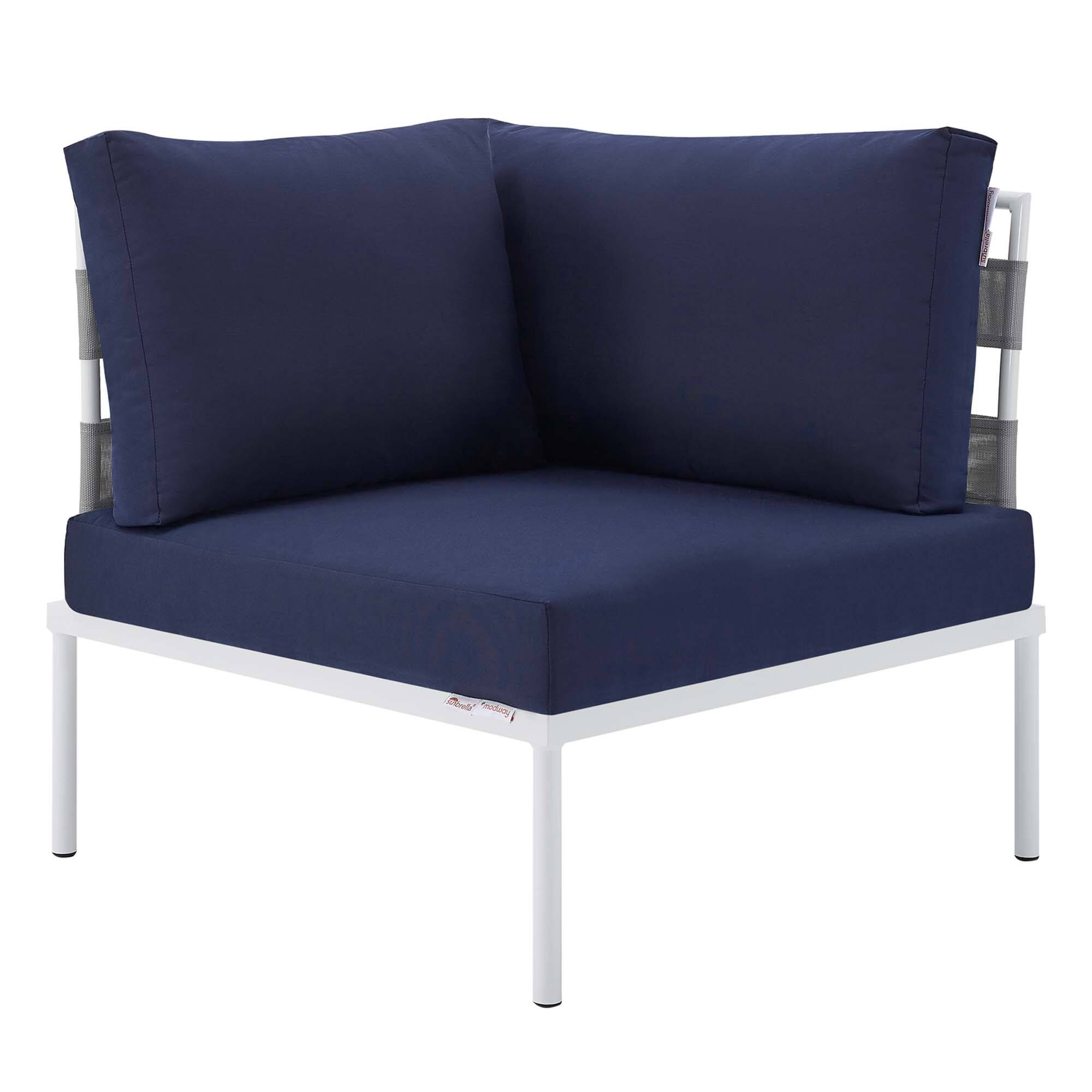 Angle. Modway - Harmony Sunbrella® Outdoor Patio Aluminum Corner Chair by Modway - Gray Navy.