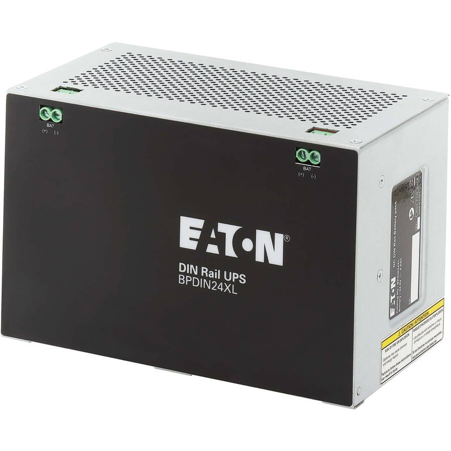 EATON  
DIN Rail UPS  
BPDIN24XL  

BAT (+)  
BAT (-)  

ATTENTION  
CAUTION
