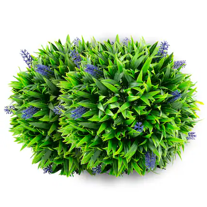 Front. Gymax - Gymax 2 PCS Artificial Lavender Topiary Balls 12 Inch Faux Hanging Plant Balls w/ Flowers - Purple, Green.