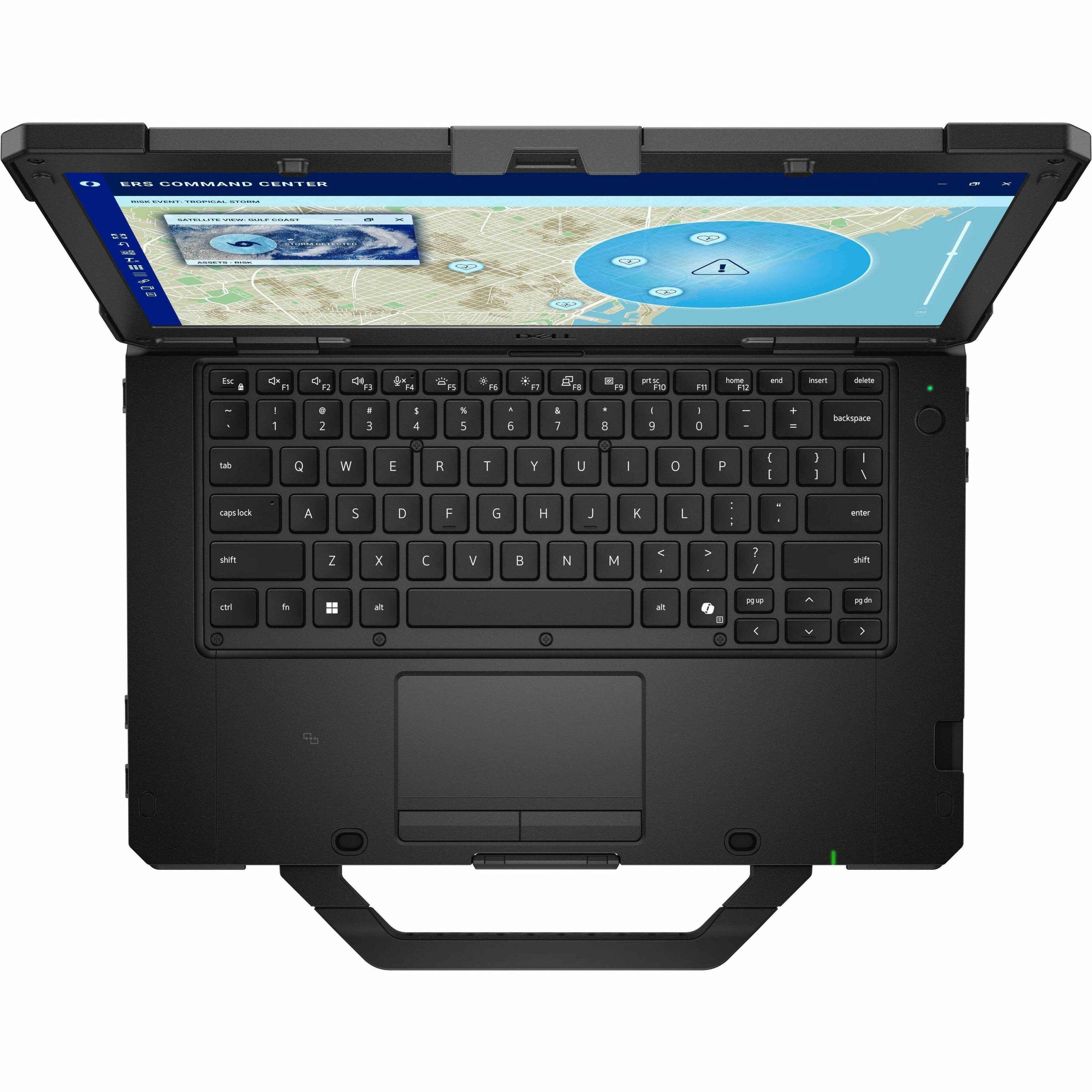 The image shows a laptop computer with a map displayed on the screen. The map is open and ready for use. The laptop is positioned in a way that allows the user to view the map comfortably. The screen occupies a significant portion of the laptop, indicating that the map is the main focus of the image.