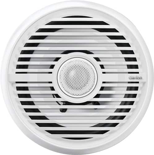 Front. Clarion - 7" 2-Way Coaxial Marine Speakers with Mica-Injected Polypropylene Cones (Pair) - White.