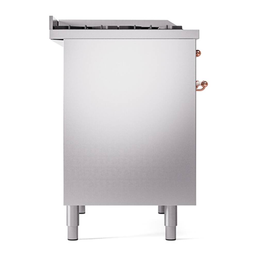Alt View 6. ILVE - ILVE Nostalgie II 40 inch Dual Fuel Range with 6 Burners + Griddle (Natural Gas, Stainless Steel, Copper Trim) - Stainless Steel.
