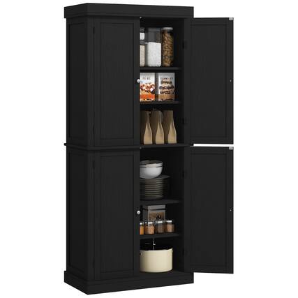 Front. Homcom - 72.5" Kitchen Pantry Cabinet, Traditional Freestanding Storage Cabinet with 4 Doors, Drawer - Gray.
