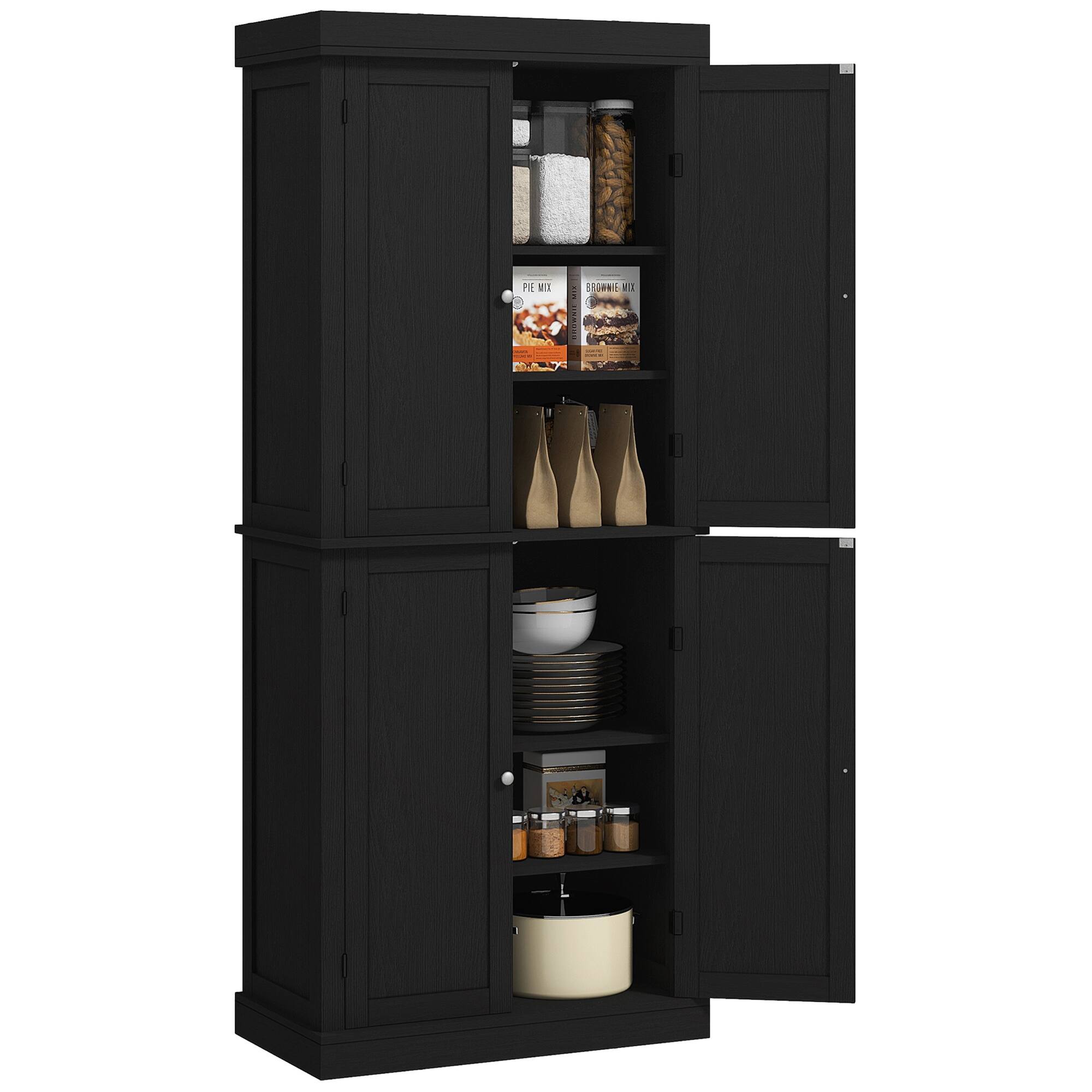 Front. Homcom - 72.5" Kitchen Pantry Cabinet, Traditional Freestanding Storage Cabinet with 4 Doors, Drawer - Gray.