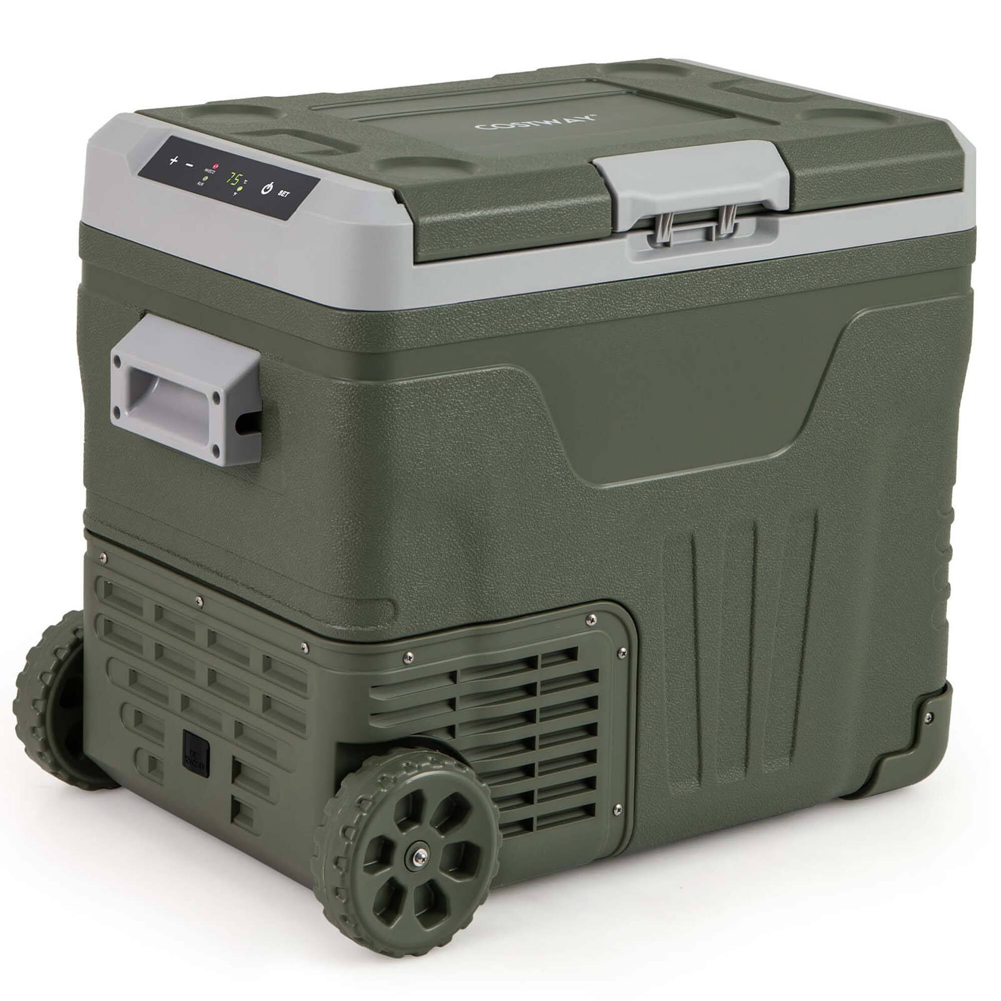 Costway - 12 Volt Car Refrigerator 53 QT Portable Car Fridge with -4℉~68℉ Adjustable Range - Green