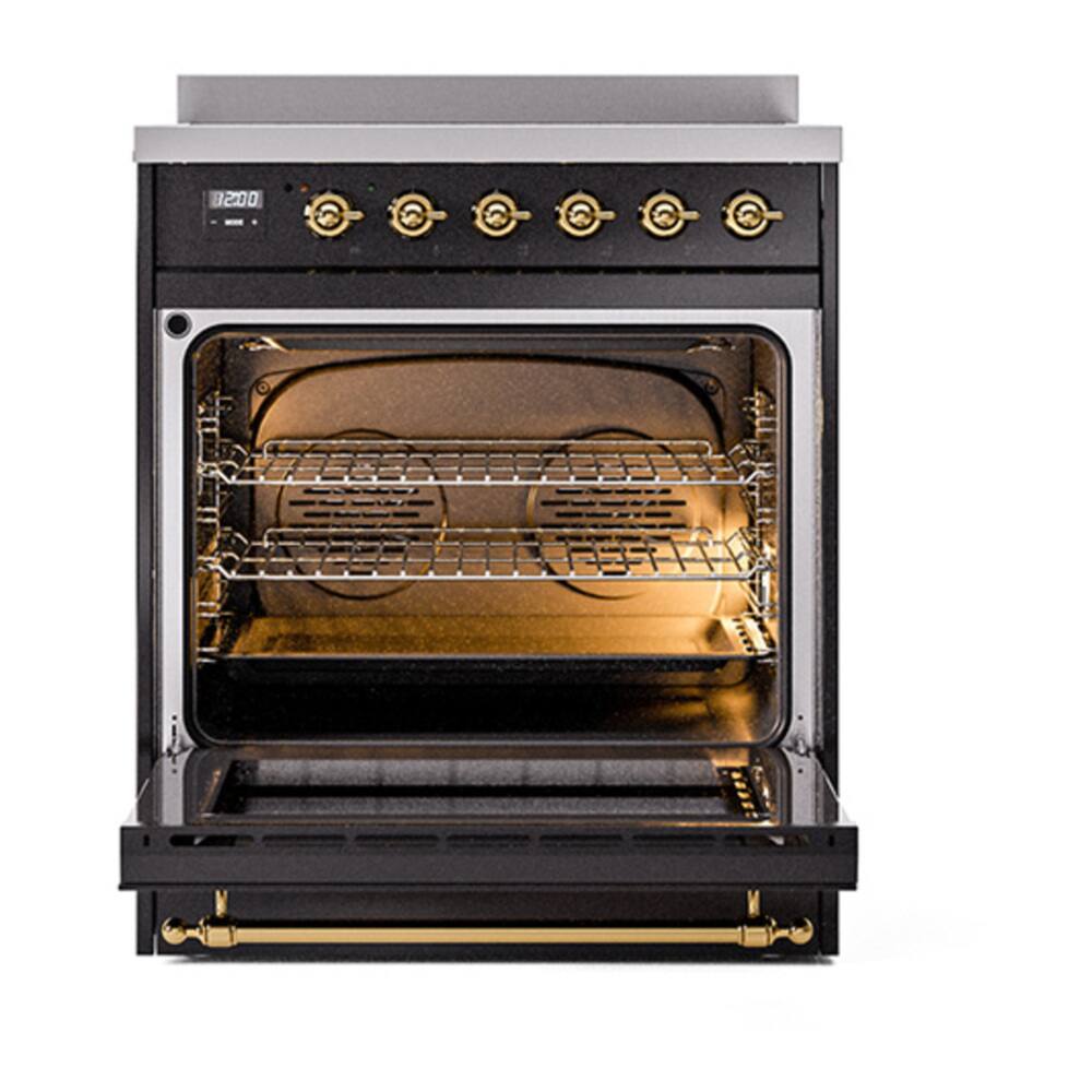 Alt View 4. ILVE - ILVE Nostalgie II 30 inch Induction Range with 4 Induction Elements (Glossy Black) - Glossy Black.