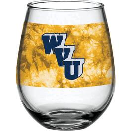 Indigo Falls - West Virginia Mountaineers 15oz. Vintage Tie-Dye Stemless Wine Glass - Multicolor