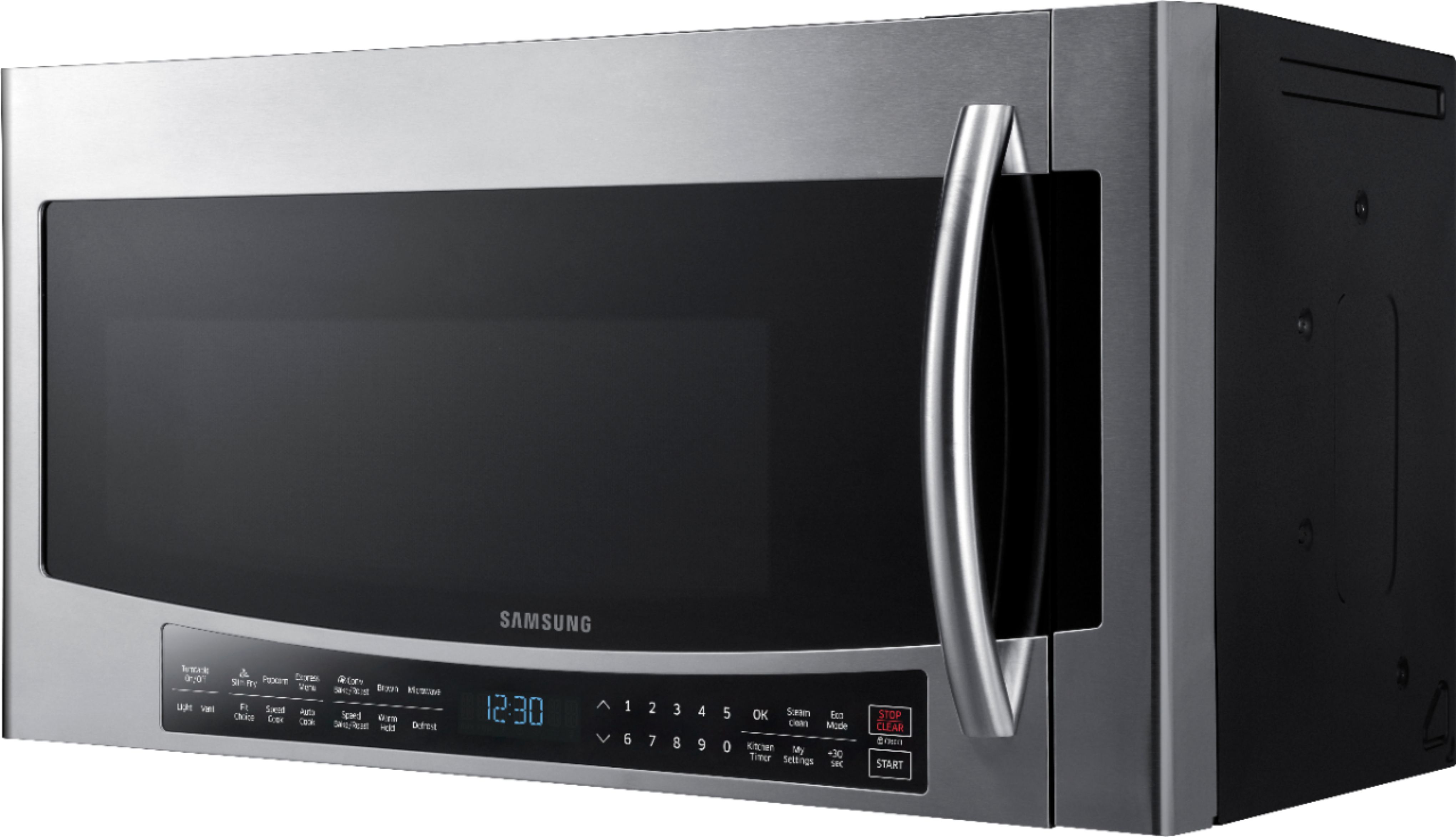 Left View: Samsung - 1.7 Cu. Ft. Convection  Over-the-Range Fingerprint Resistant  Microwave -Stainless Steel - Stainless steel