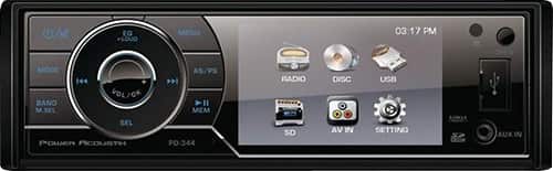 Front. Power Acoustik - 3.4" - CD/DVD - Apple® iPod®-Ready - In-Dash Receiver with Detachable Faceplate - Black.
