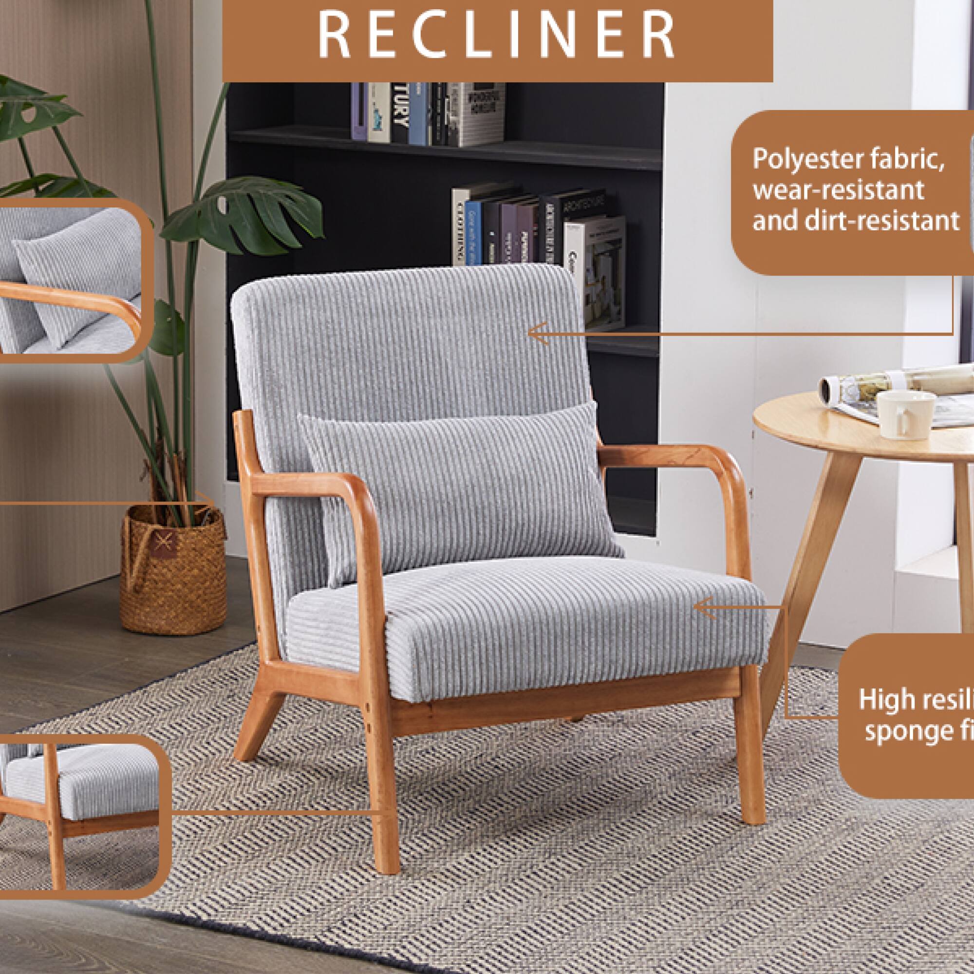 RECLINER

Polyester fabric, wear-resistant and dirt-resistant

High resilient sponge fill