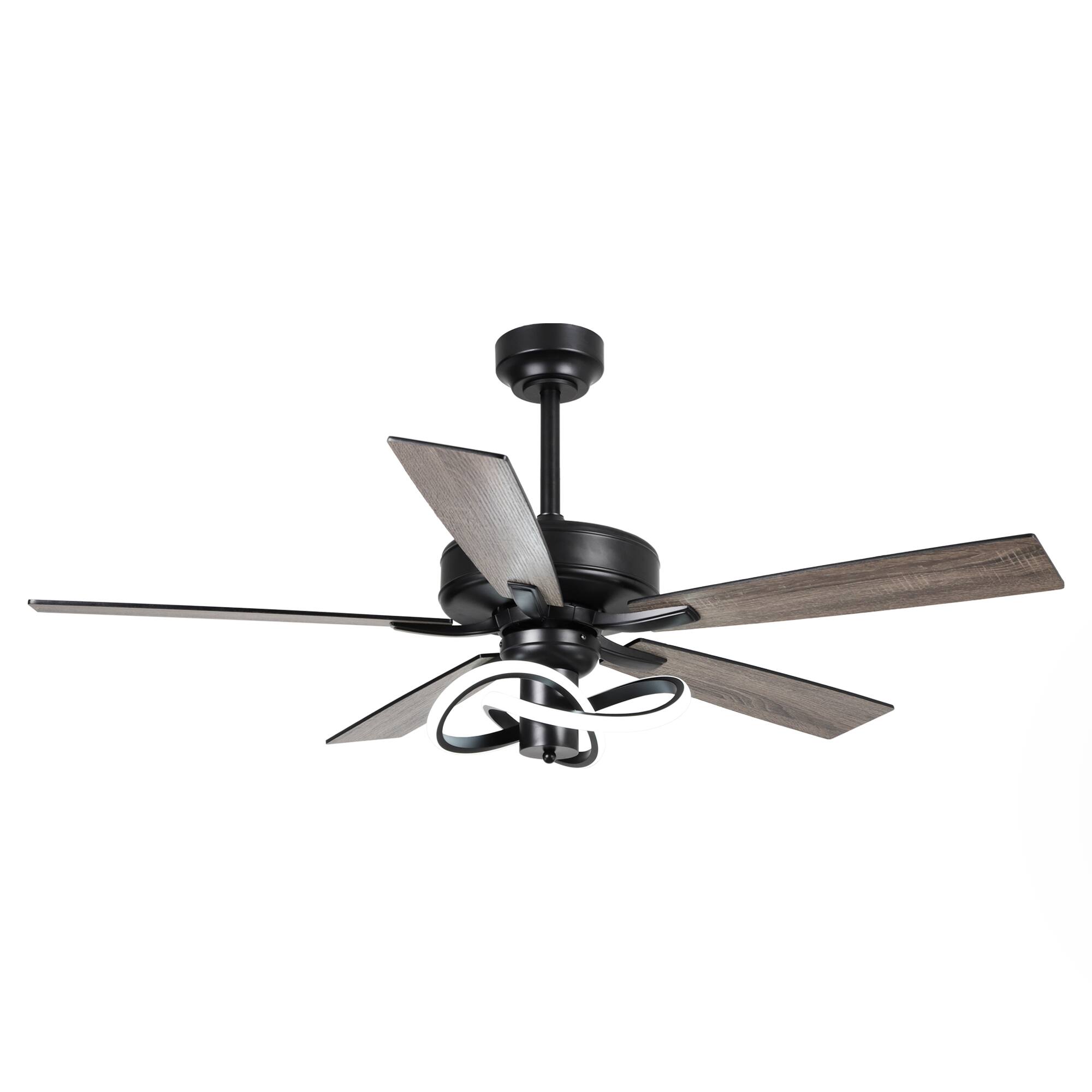Alt View 1. Parrot Uncle - 52-Inch Modern Black Integrated LED Ceiling Fan with Light and Remote Control - Black.