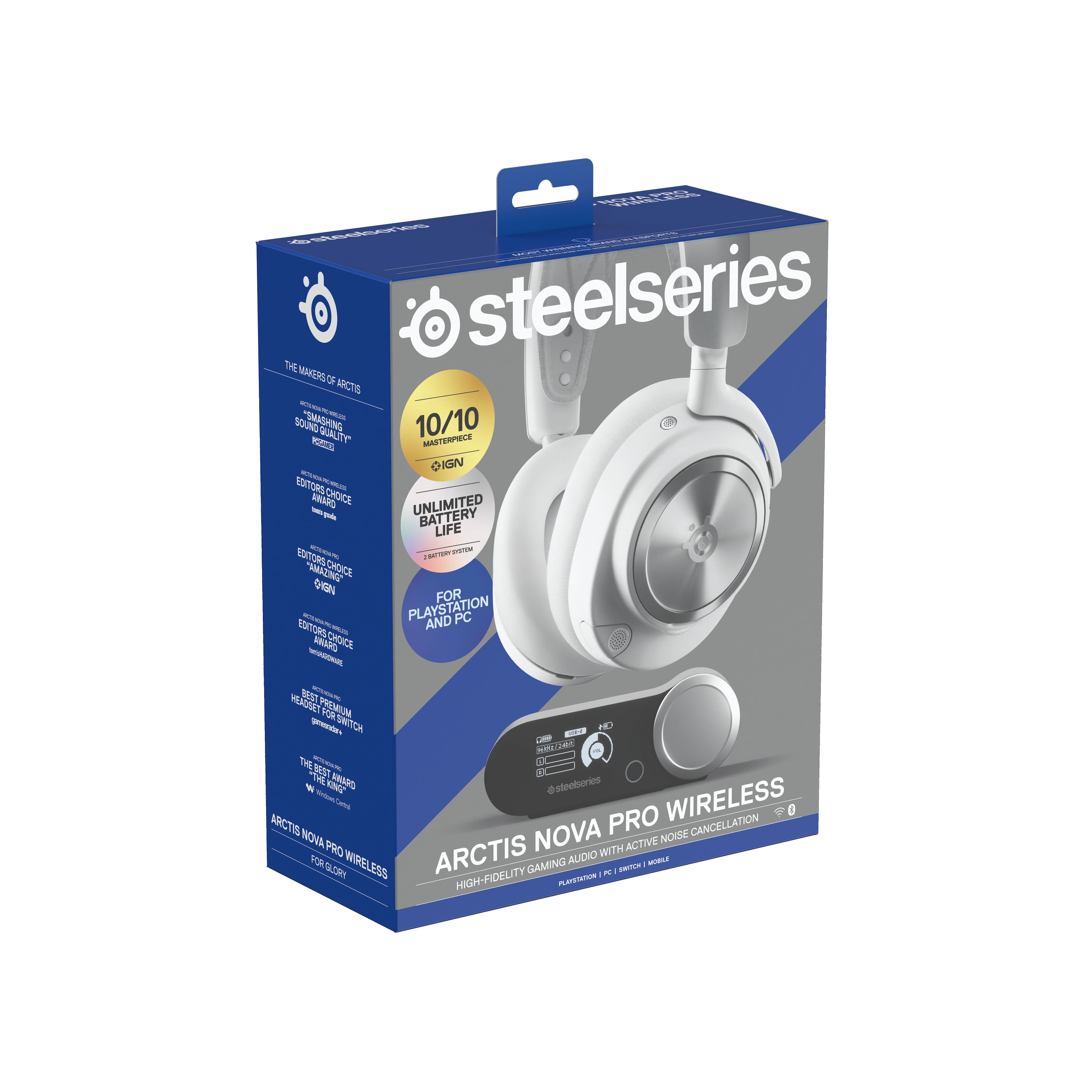Steelseries Arctis Nova Pro Wireless Gaming Headset with Noise Cancellation and Active Noise Reduction - Black and White