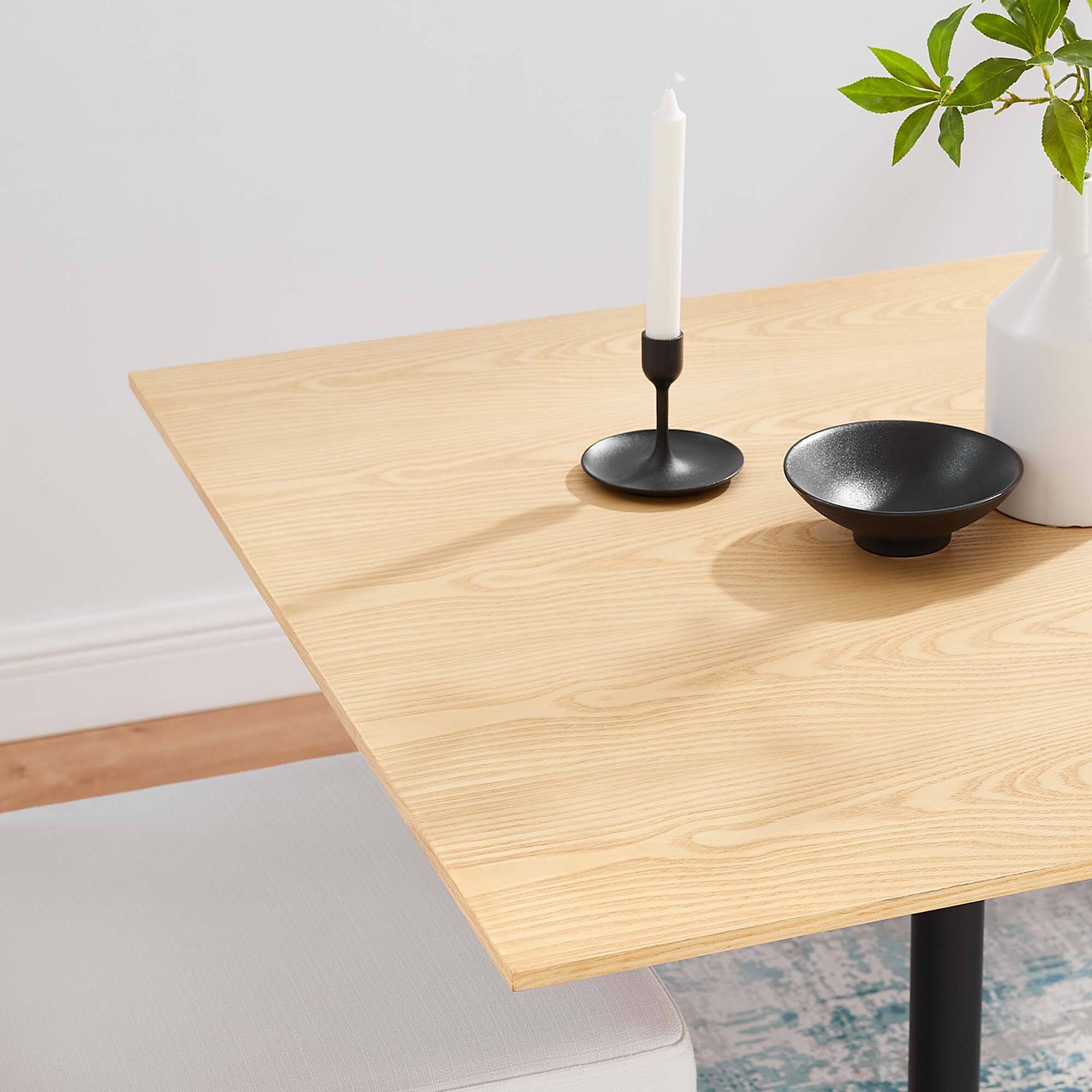 Alt View 1. Modway - Lippa Square Wood Dining Table - Black Natural.