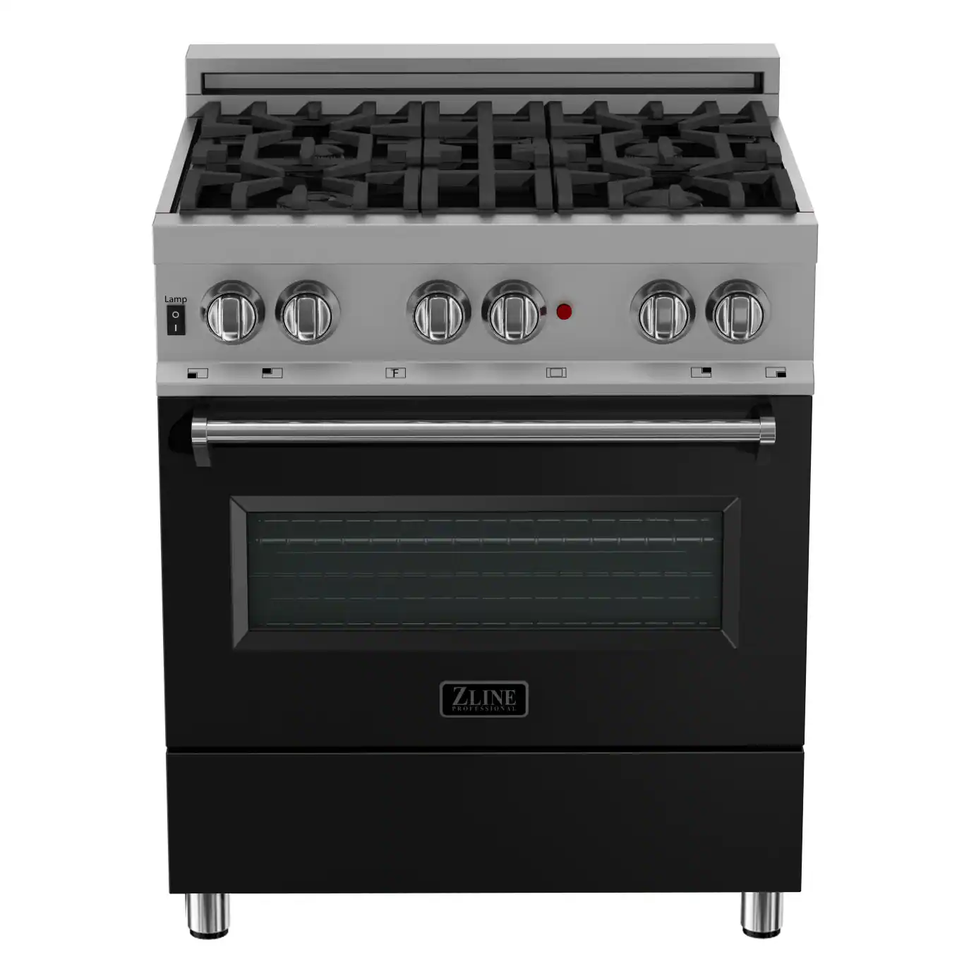 ZLINE - 30 in. Legacy Dual Fuel Range in Satin Stainless Steel w/ Black Matte Door (RAS-BLM-30) - Stainless Steel/Black Matte Door