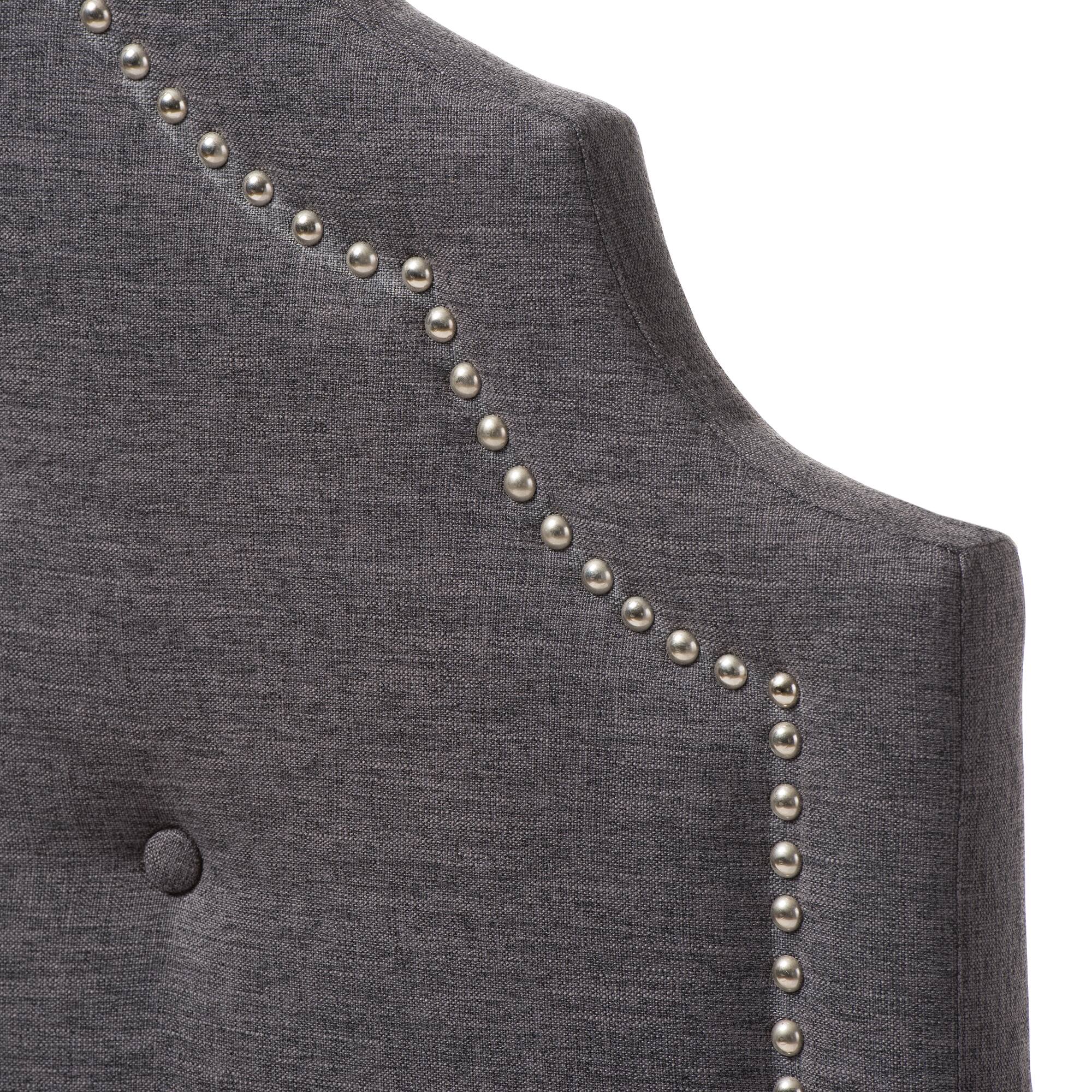 Left. Baxton Studio - Cora Modern and Contemporary Fabric Upholstered Twin Size Headboard - Dark Grey.