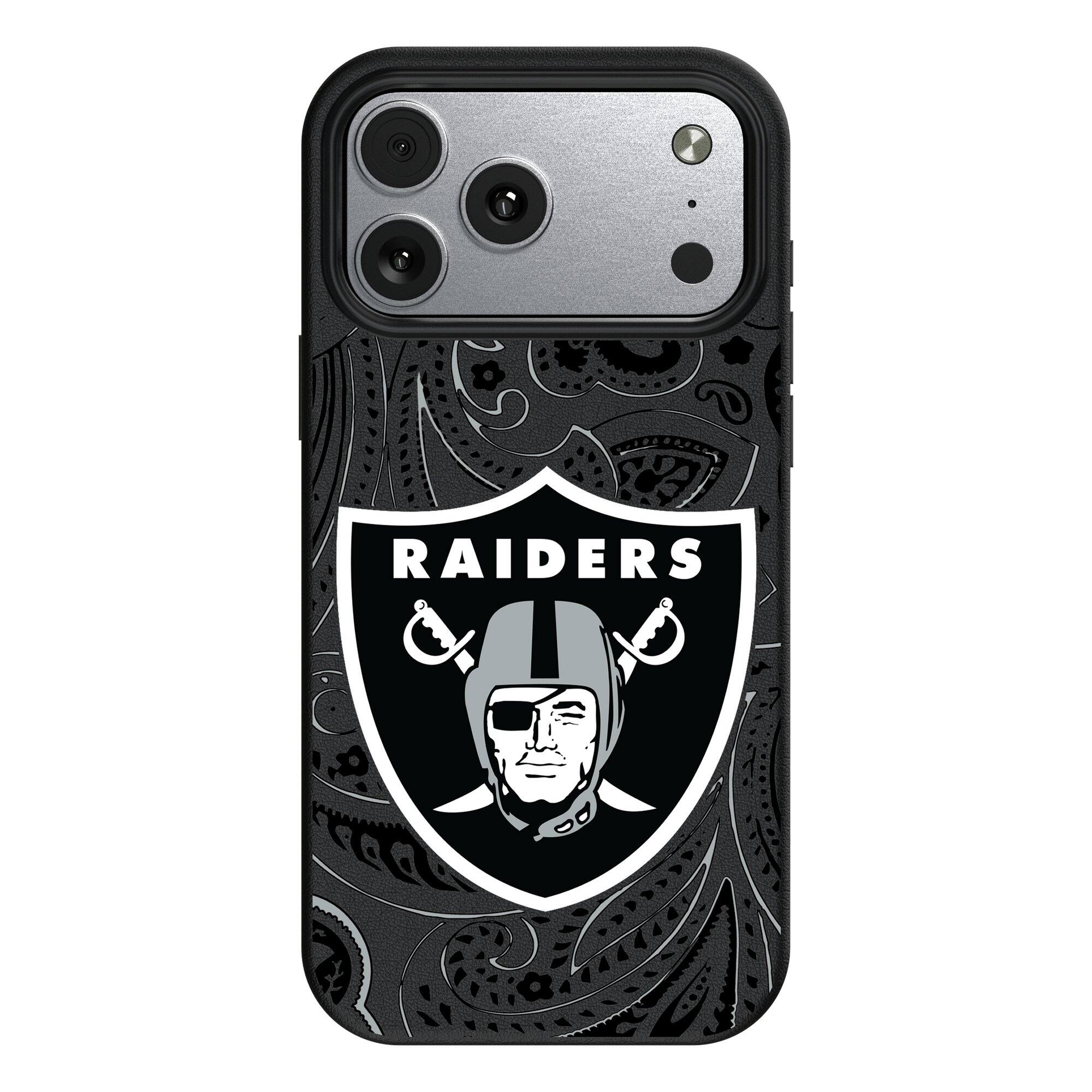 Front. Keyscaper - Las Vegas Raiders Paisley iPhone Magnetic Bump Case - 15 - Black.