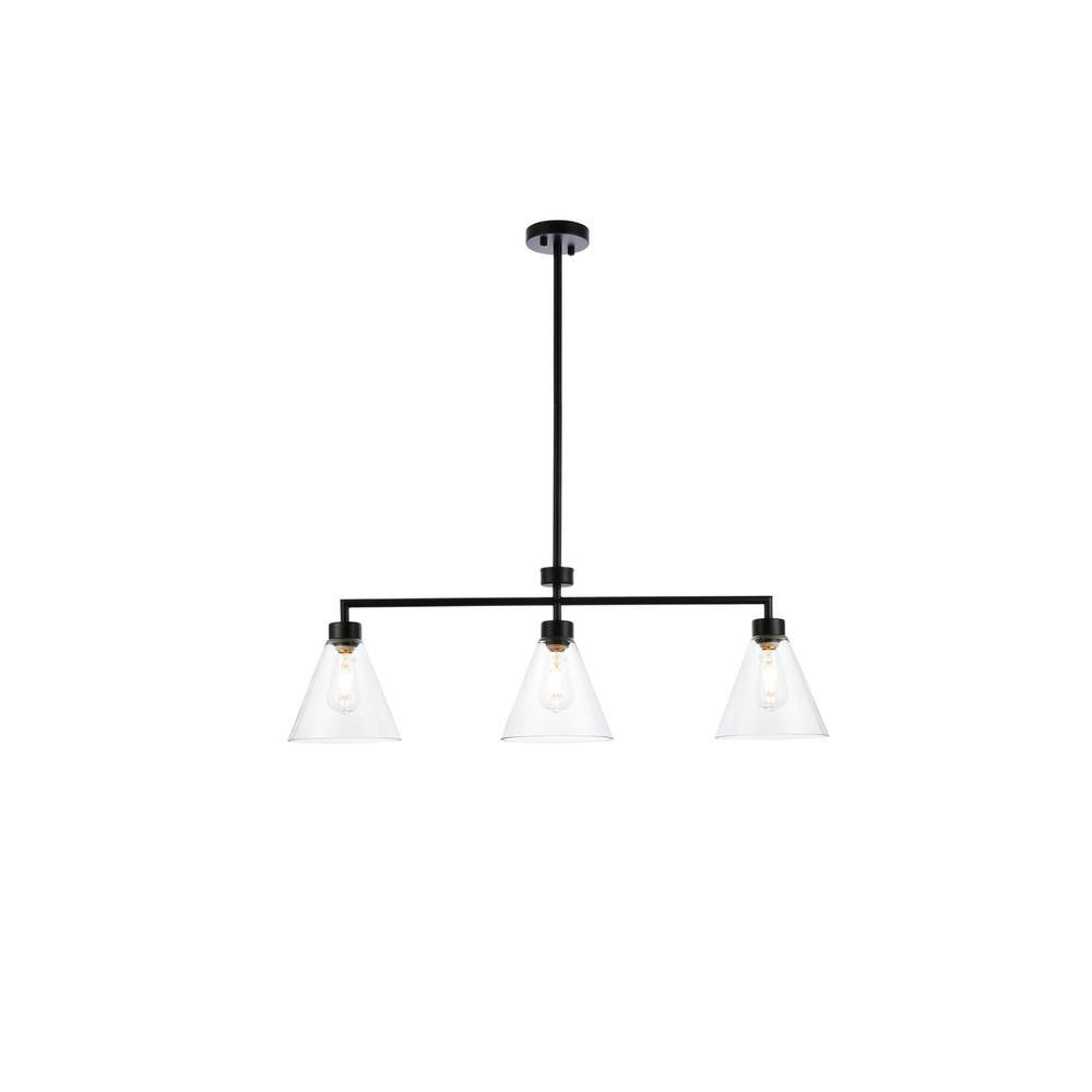 Left. Living District - Mera 3 lights black pendant - Black And Clear.