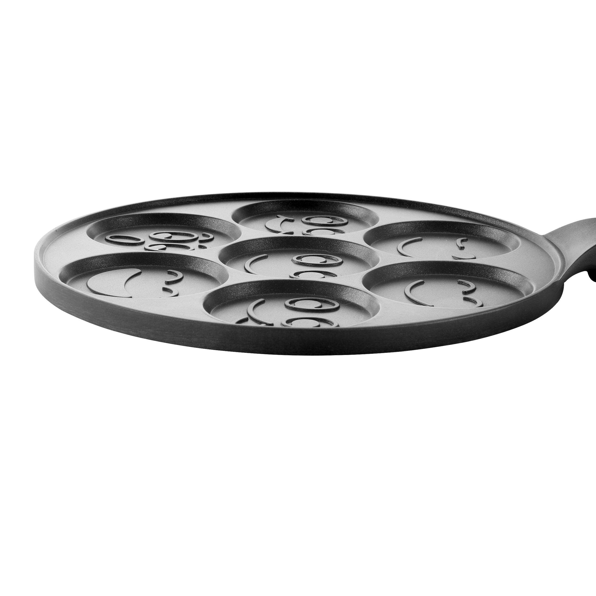 Alt View 8. MegaChef - MegaChef Happy Face Emoji 10.5 Inch  Aluminum Nonstick Pancake Maker Pan with Cool Touch Handle - Black.