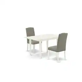 East West Furniture - Dining Table- Parson Chairs - Brown