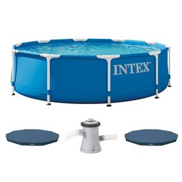 10 x 2.5-Foot Frame Pool w/ Filter Pump & Intex 10 ft Vinyl Cover, 2 Pack