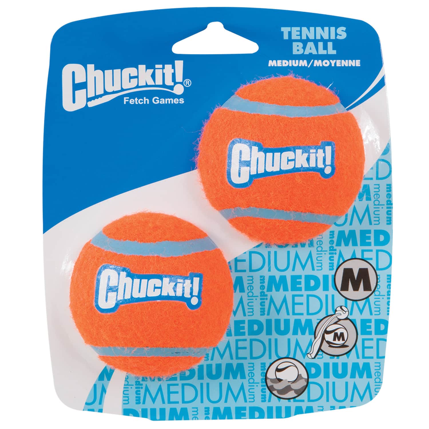 ChuckIt! - Blue/Orange Rubber Ball Launcher Tennis Balls Medium 2 pk - Blue | Orange