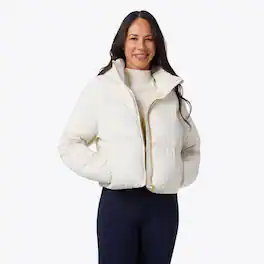 Mobile Warming - App Controlled Women's Cloud IX Crop Puffer Heated Jacket - Cream