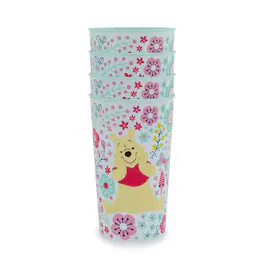 Silver Buffalo - Disney Winnie The Pooh Flowers 22-Ounce Plastic Cups | Set Of 4 - White