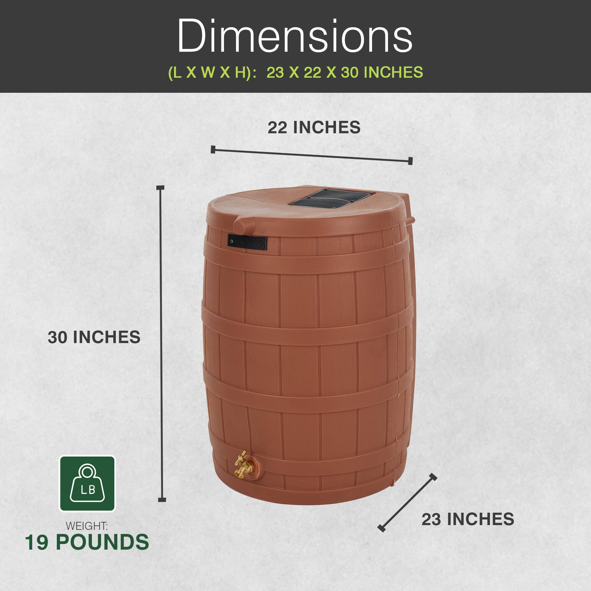 Dimensions (L x W x H): 23 x 22 x 30 inches  
Weight: 19 pounds