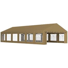 Outsunny - 20' x 40' Heavy Duty Party Tent, Galvanized Outdoor Canopy Tent Large Event Shelter with Removable Sidewalls - Brown
