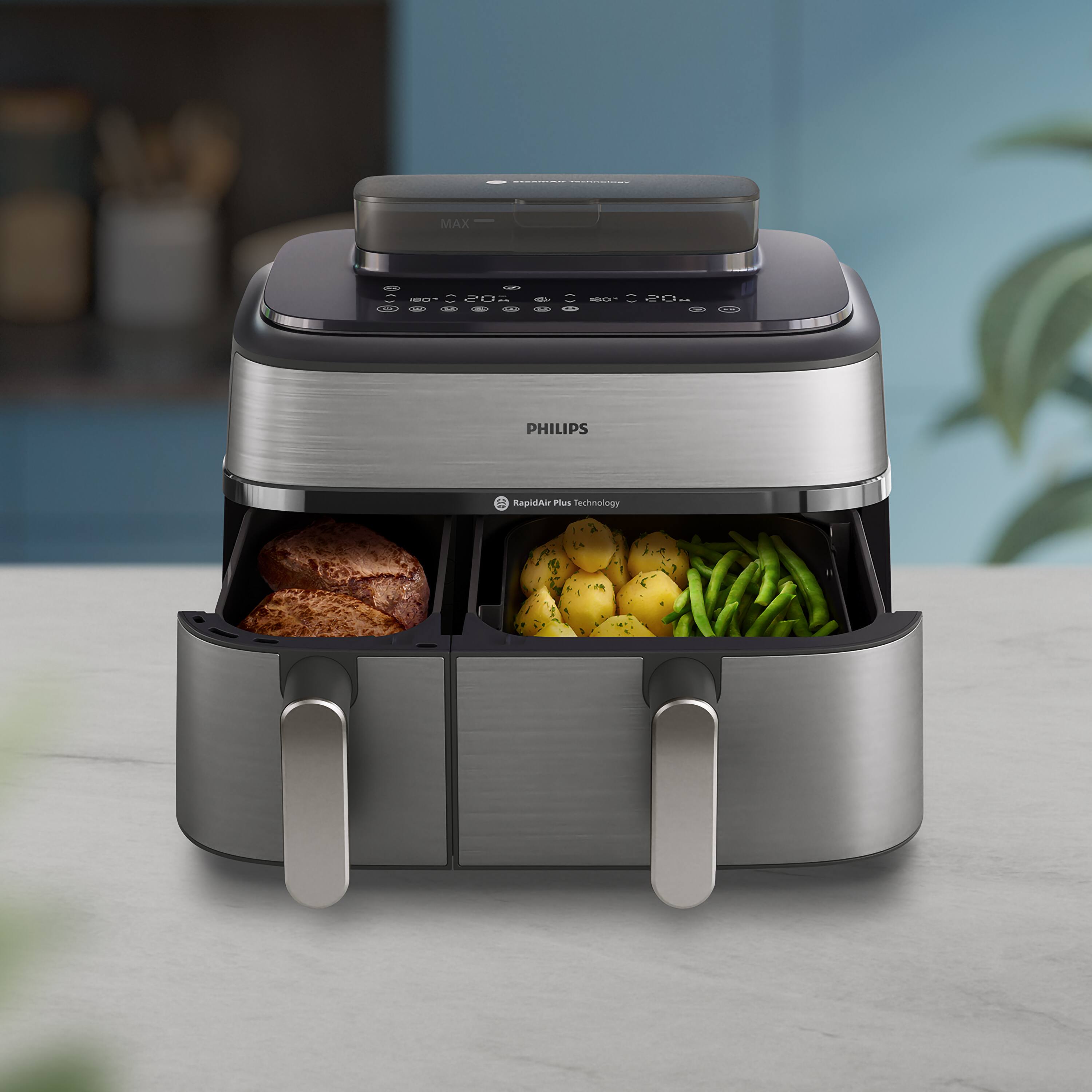 MAX - : - : - | I - : = .- - 0 - I  
PHILIPS  
RapidAir Plus Technology