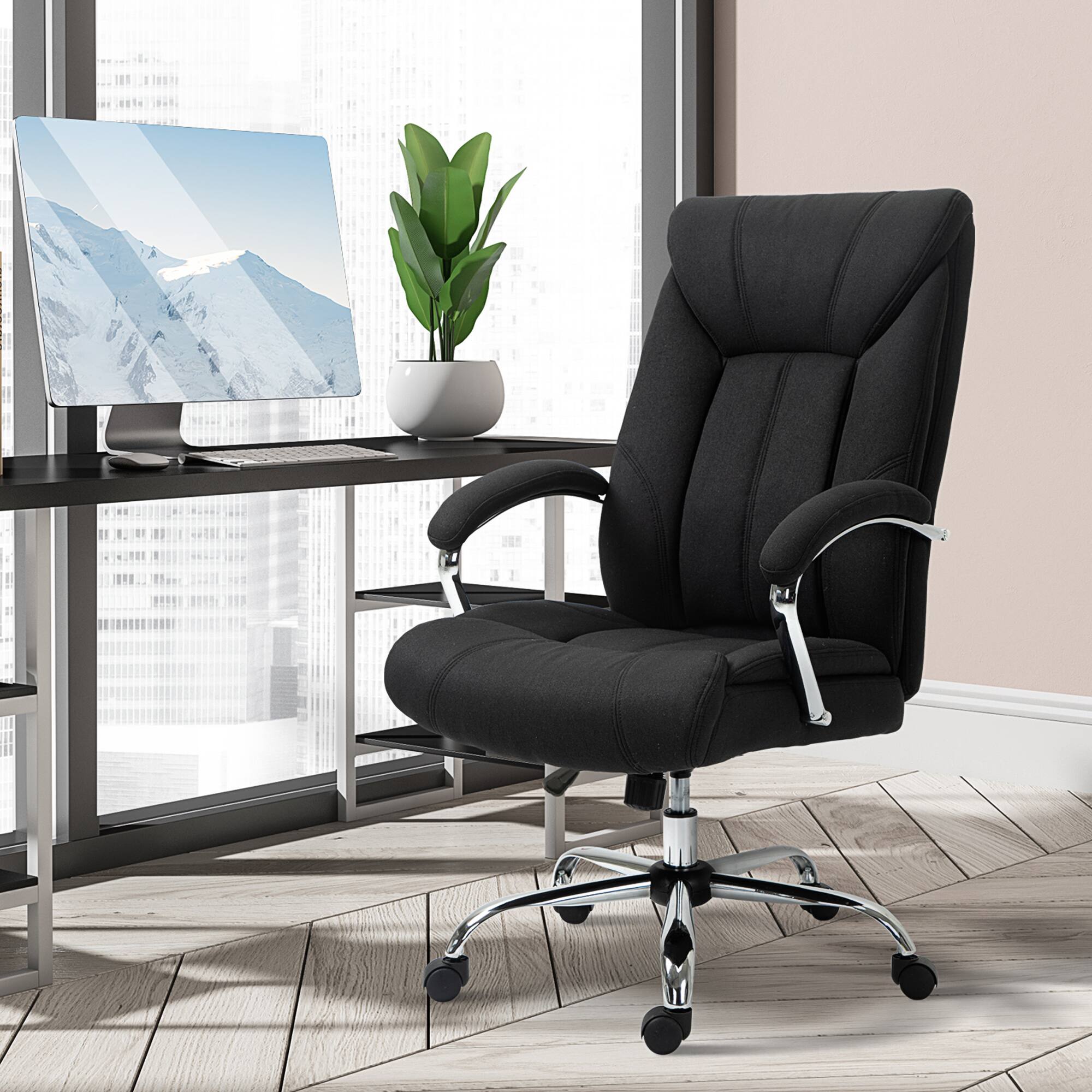 Alt View 1. Vinsetto - High Back Home Office Chair, Computer Desk Chair with Lumbar Back Support and Adjustable Height, Black - Black.