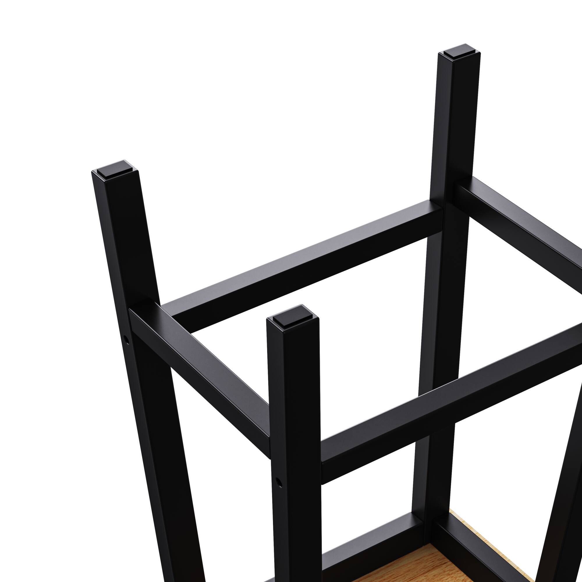 Alt View 1. GOODSILO - Set of 2 Solid Wood Bar Stools with Footrests, Farmhouse Style Counter Height Stools - Black.