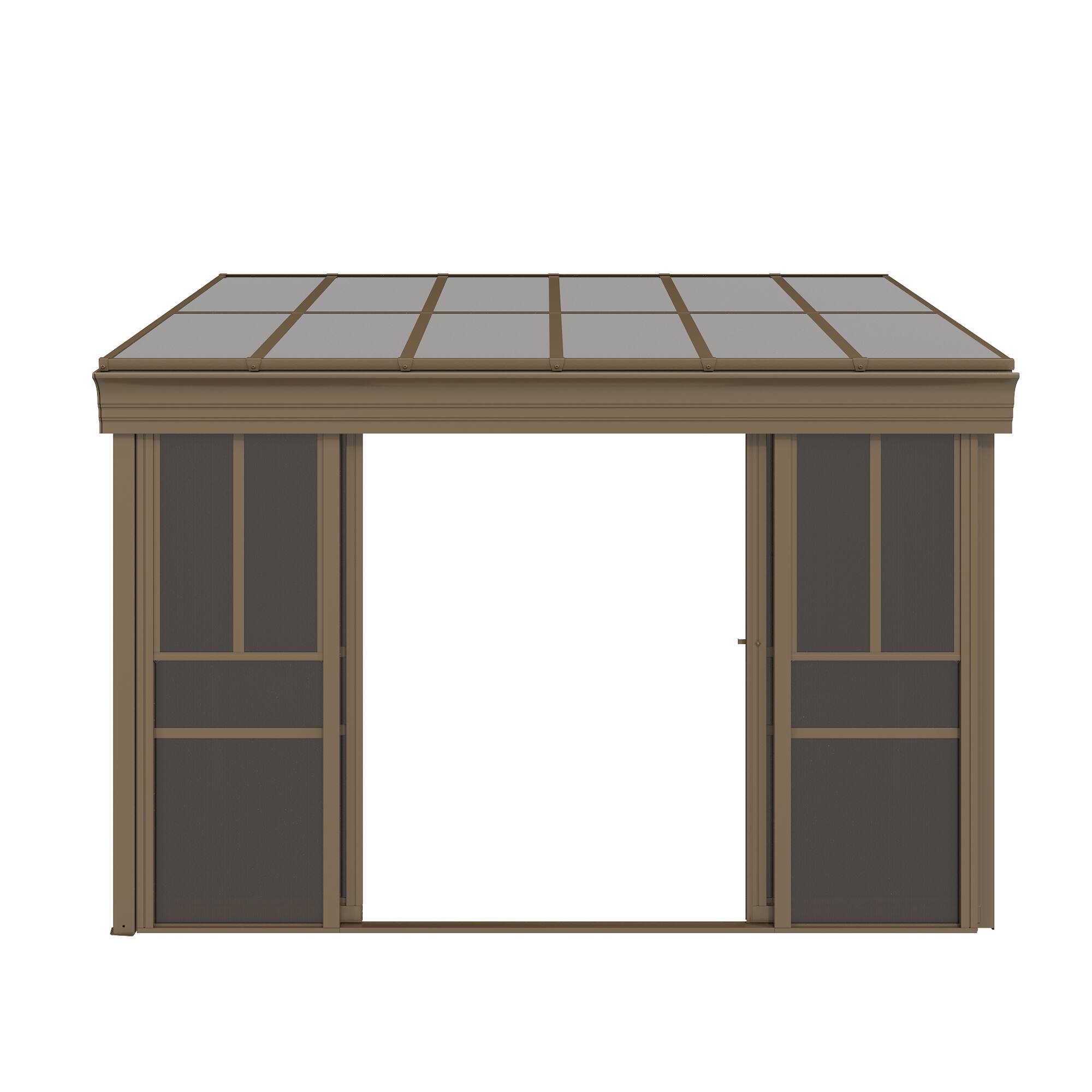 Alt View 5. U-HOMY - Brown Wall-Mounted Solarium Sunroom Kit with Sliding Doors and Adjustable Polycarbonate Windows - 10'x12'.