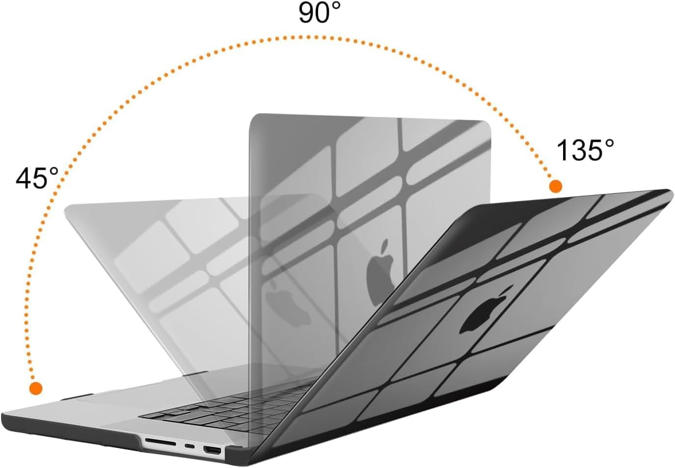 Back. mosiso - 4IN1 Case for  MacBook Pro 16 inch Case M5 2026 M4 2025 M3 M2 M1 2024-2021 A3429 A3428 A3403 A3186 A2991 A2780 A2485 - Smoke Black.
