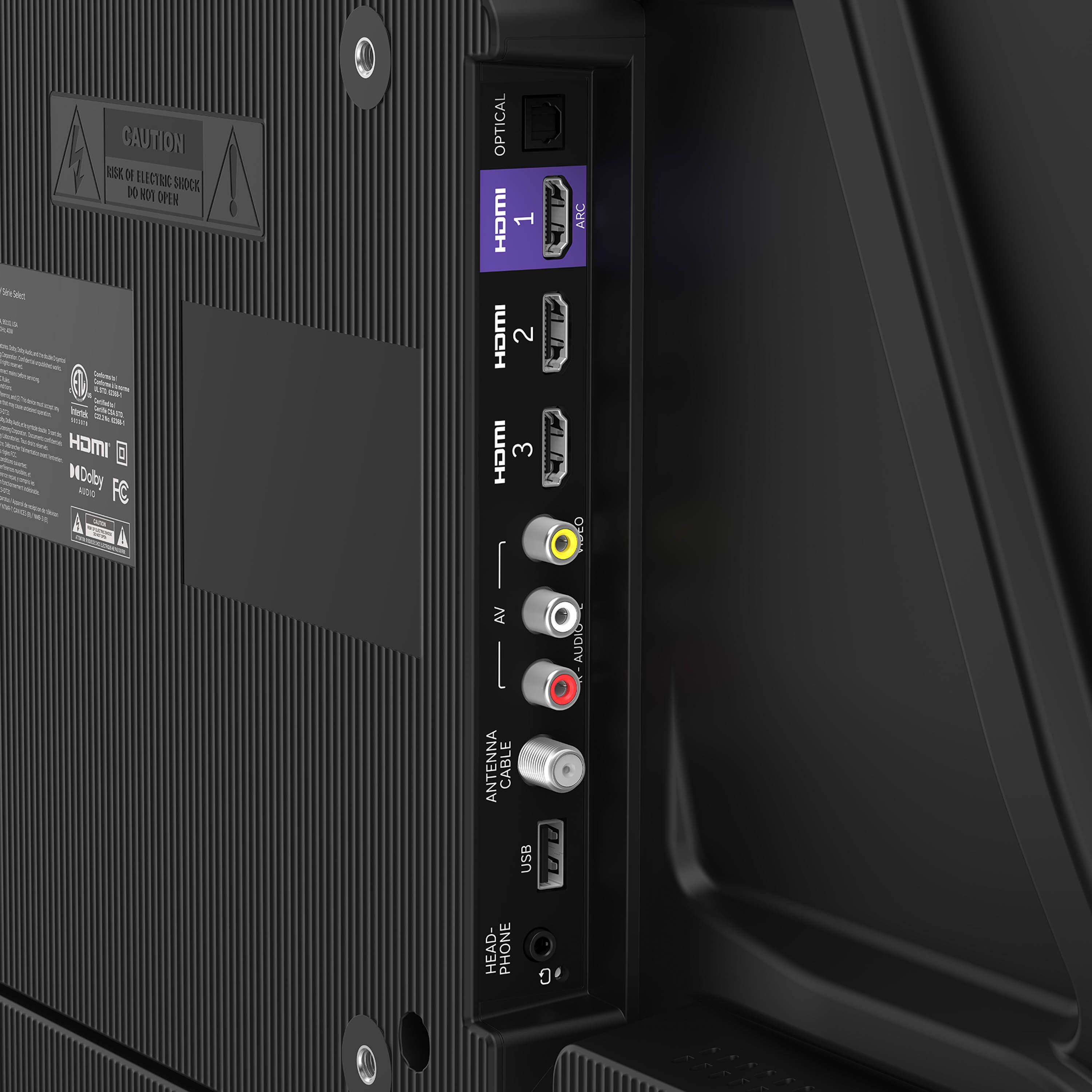 CAUTION  
RISK OF ELECTRIC SHOCK  
DO NOT OPEN  

OPTICAL  
HDMI 1  
HDMI 2  
HDMI 3  
AV  
ANTENNA CABLE  
USB  
HEAD PHONE  

Dolby  
FC