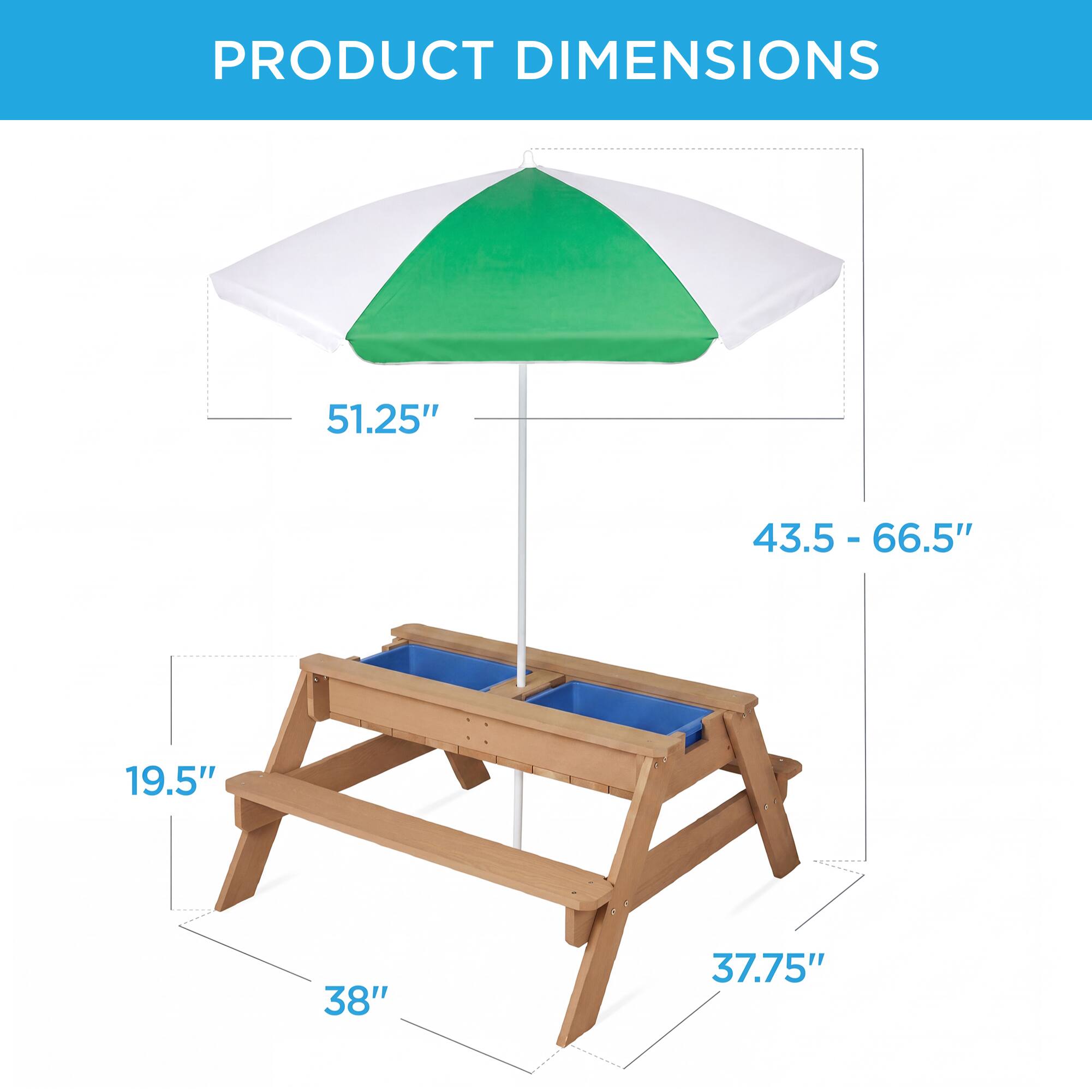 PRODUCT DIMENSIONS

- 51.25"
- 43.5 - 66.5"
- 19.5"
- 38"
- 37.75"