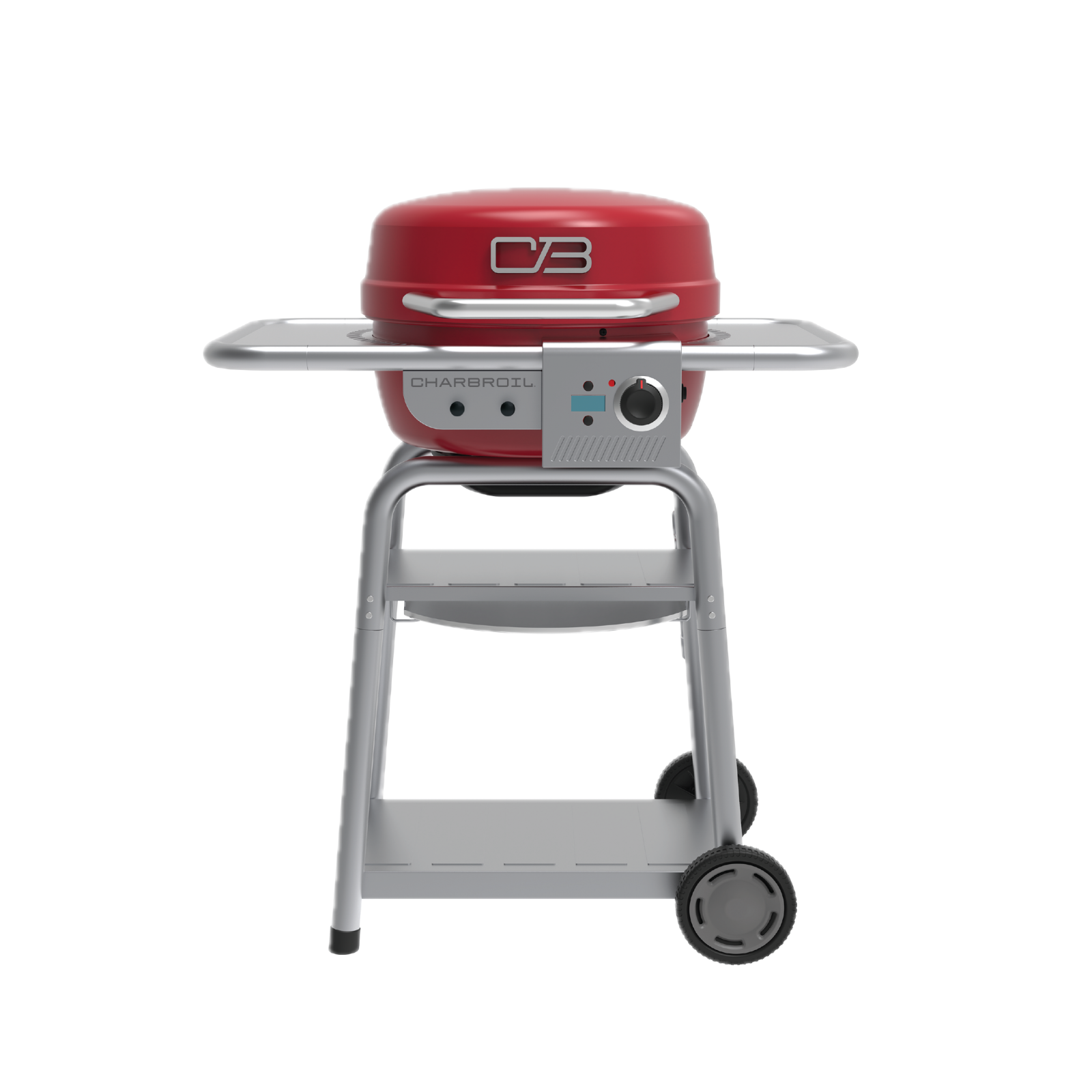 Front. Charbroil - Bistro Pro Electric Grill & Griddle + Charcoal Mode Red - Red.