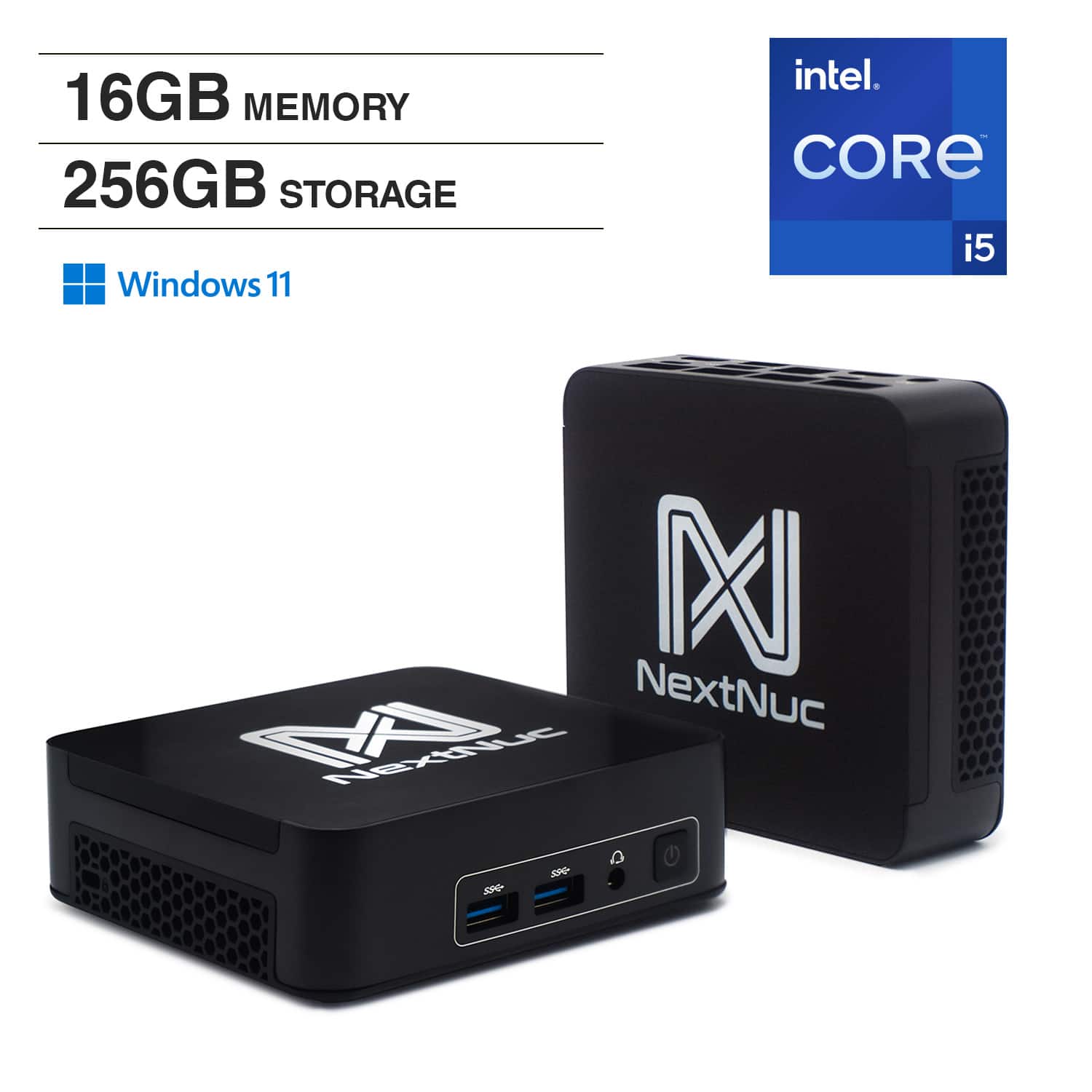 NextNuc - intel 13Pro Mini Desktop (Intel i5-1334U, 16GB DDR4, 256GB PCIe SSD, Intel Iris Xe, WiFi 6, Bluetooth 5.2, Win 11 Home) - Black